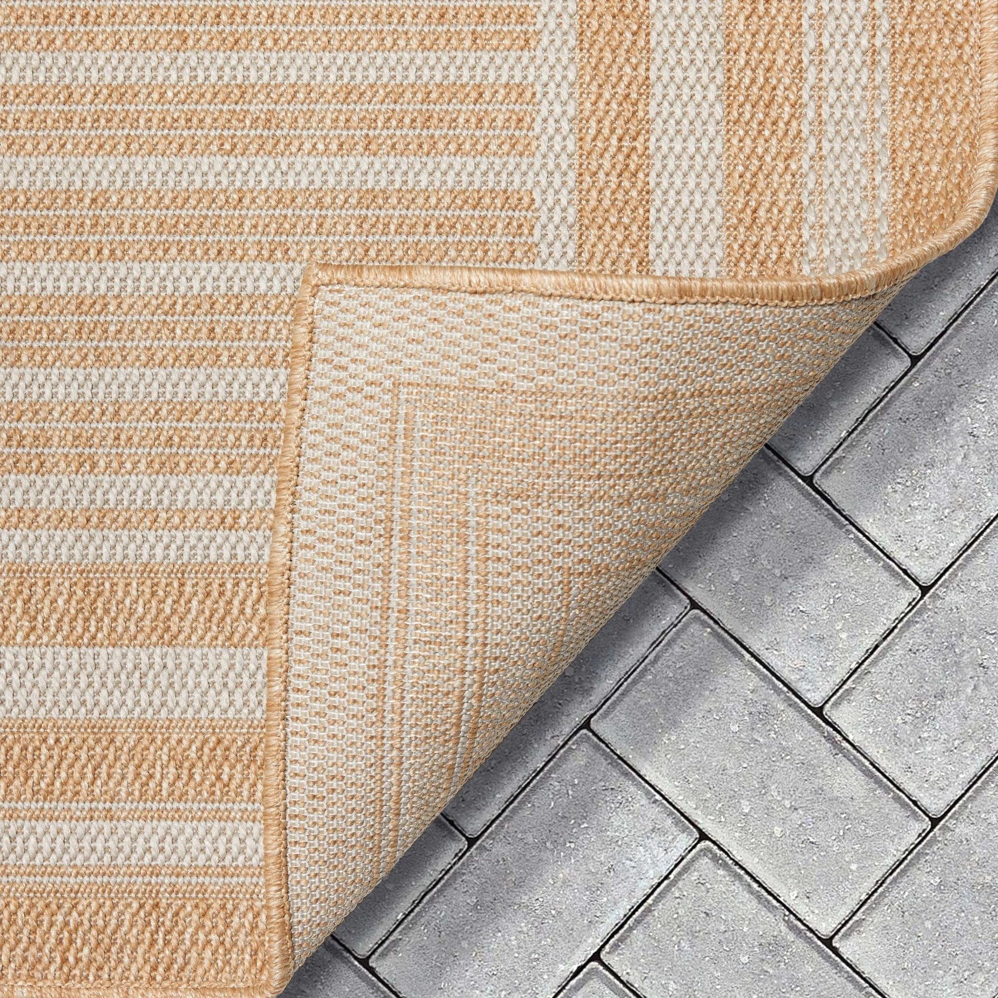 Frankie Modern Stripes Indoor/Outdoor Beige Textured Rug、mySite、gigharbornorthrealestate