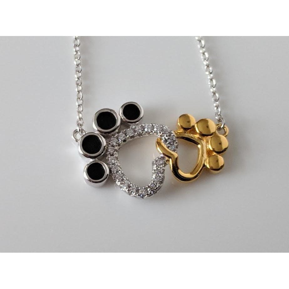 Interlocking Paws Necklace for Pet Lovers! Solid Sterling Silver、mySite、g9winljtr