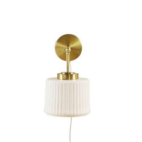 White Ceramic Wall Sconce with Adjustable Swing Arm Gold/White See below、、eastwooduniform
