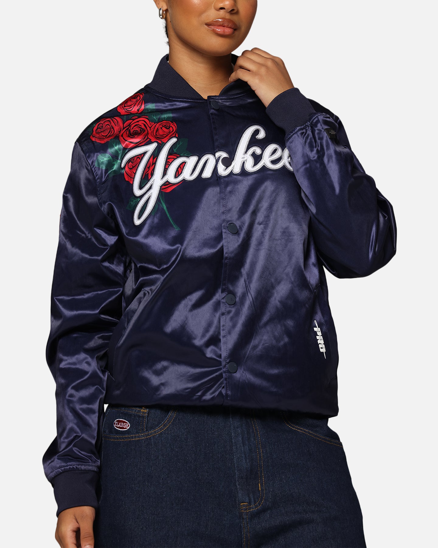 Pro Standard New York Yankees Roses Satin Jacket Navy、mySite、zt4zffjzw