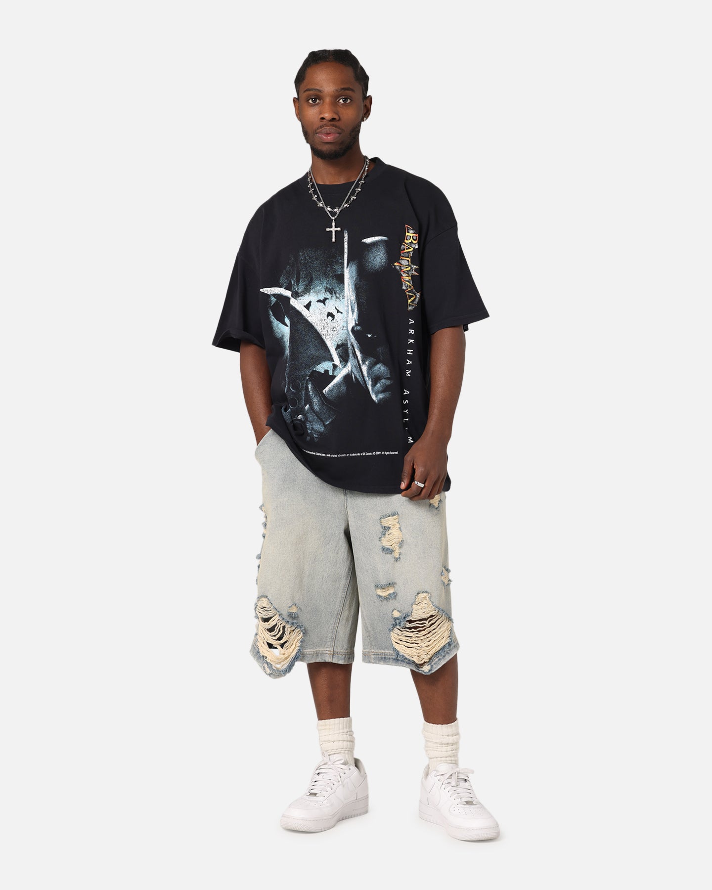 73 Studio X DC Batman Arkham Asylum Vintage T-Shirt Navy、mySite、zt4zffjzw