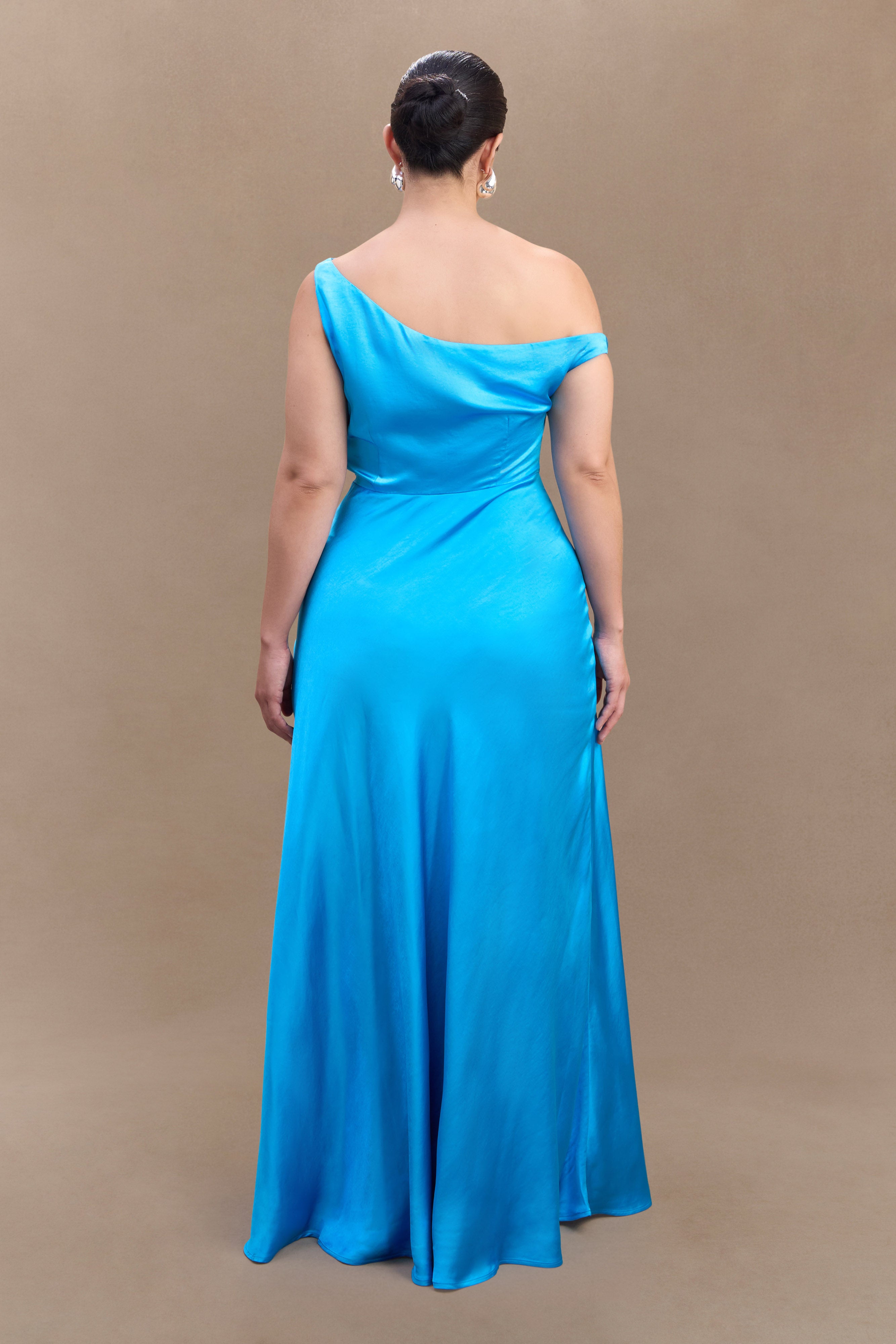 Jacinta One Shoulder Maxi Dress - Cyan Blue、mySite、solidvoid