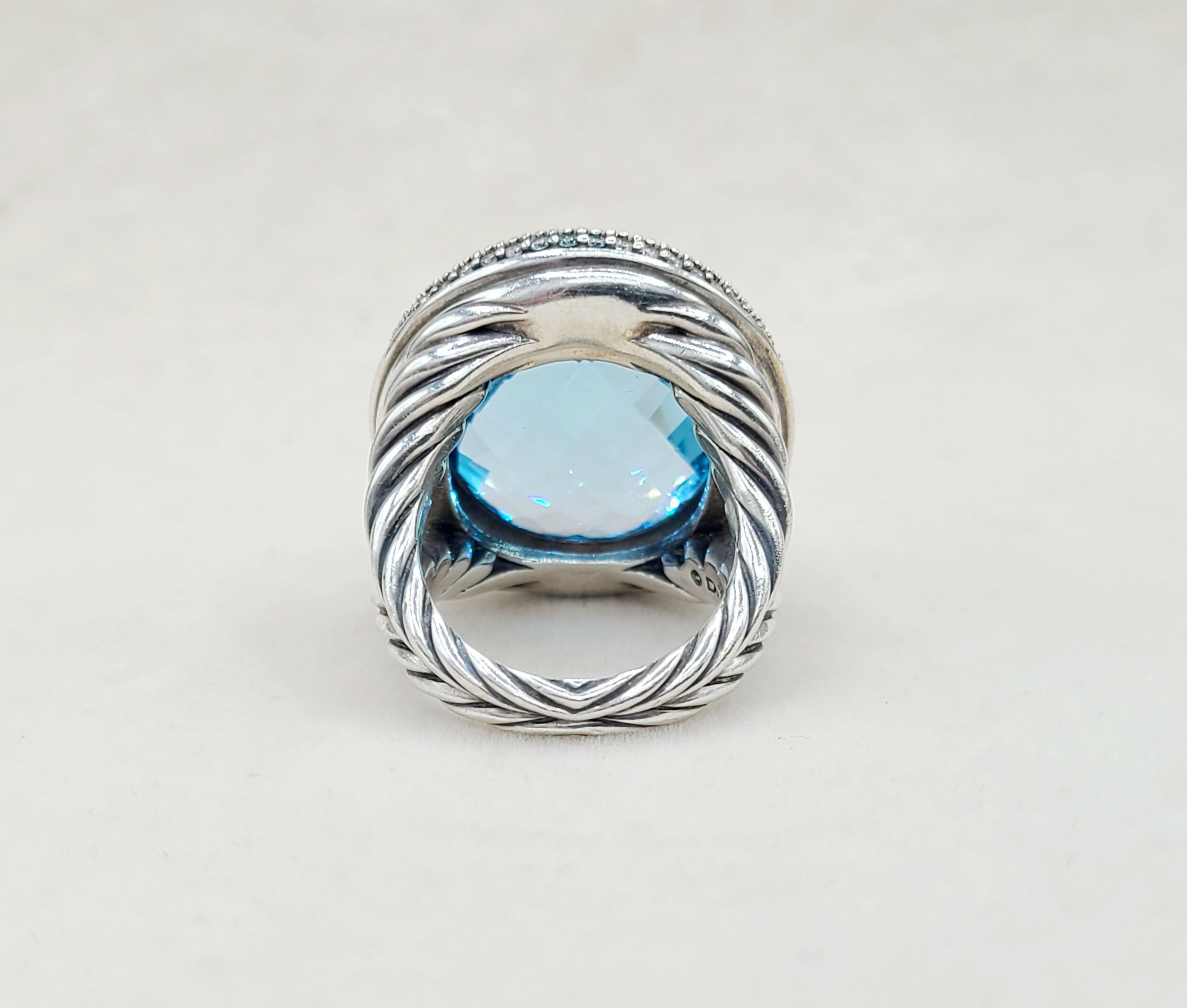 David Yurman Signature Oval Ring Blue Topaz & Diamonds、mySite、hinf8tx79