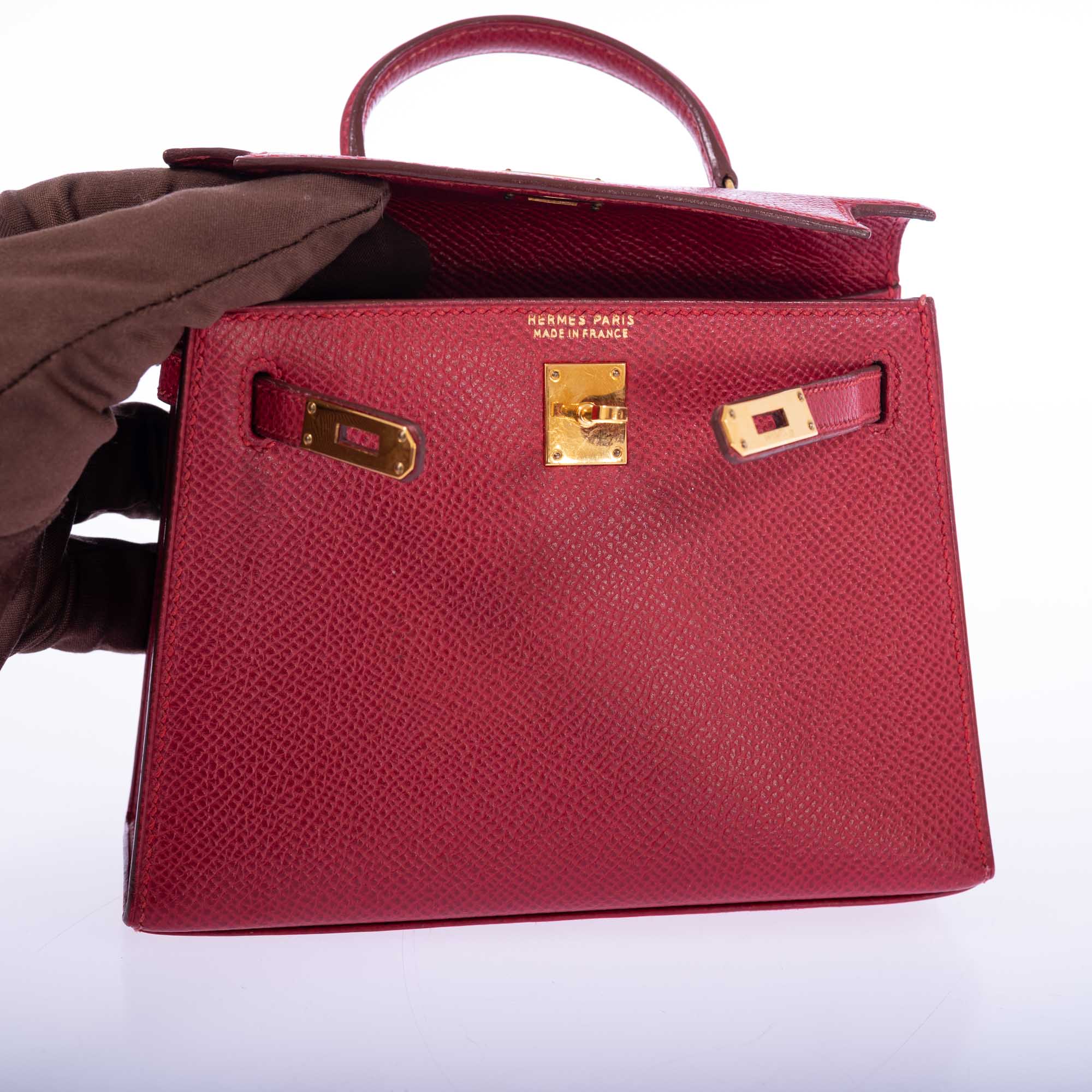 Vintage Hermès Kelly 15 Sellier Micro Rouge Vif Courchevel Gold Hardware、mySite、garminoutage.com