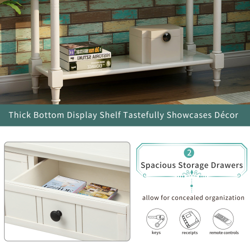 TREXM Daisy Series Console Table Traditional Design with Two Drawers and Bottom Shelf (Espresso)、、casual