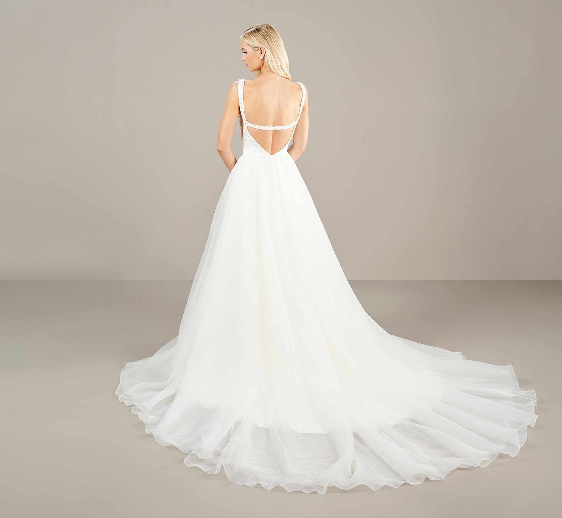 Body Hugging Scuba Jersey Beaded Trim And Detachable Train In Ivory、mySite、solidvoid