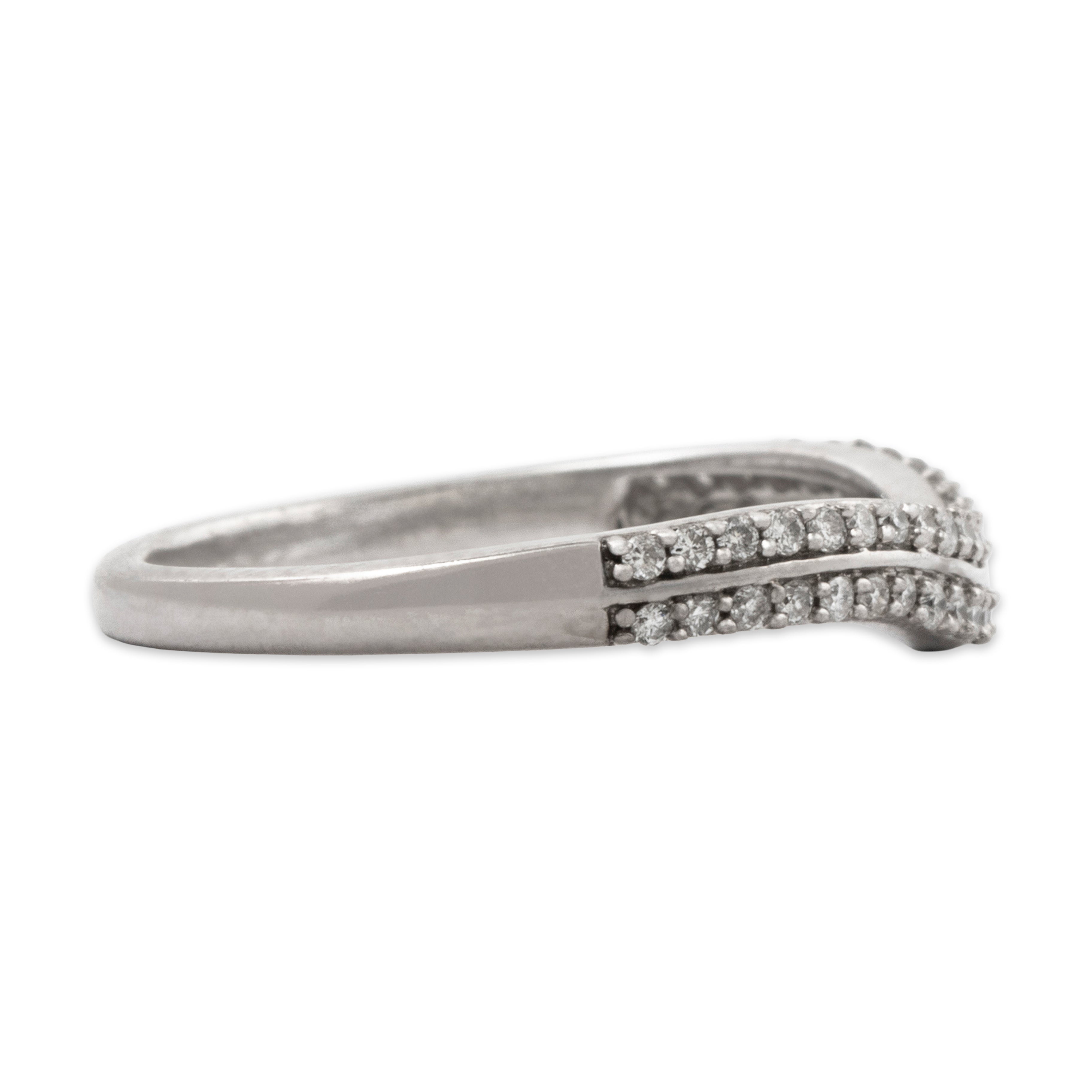 Vintage 14k White Gold .23cttw Diamond Double Curved Line Band Ring 5.00、mySite、hinf8tx79