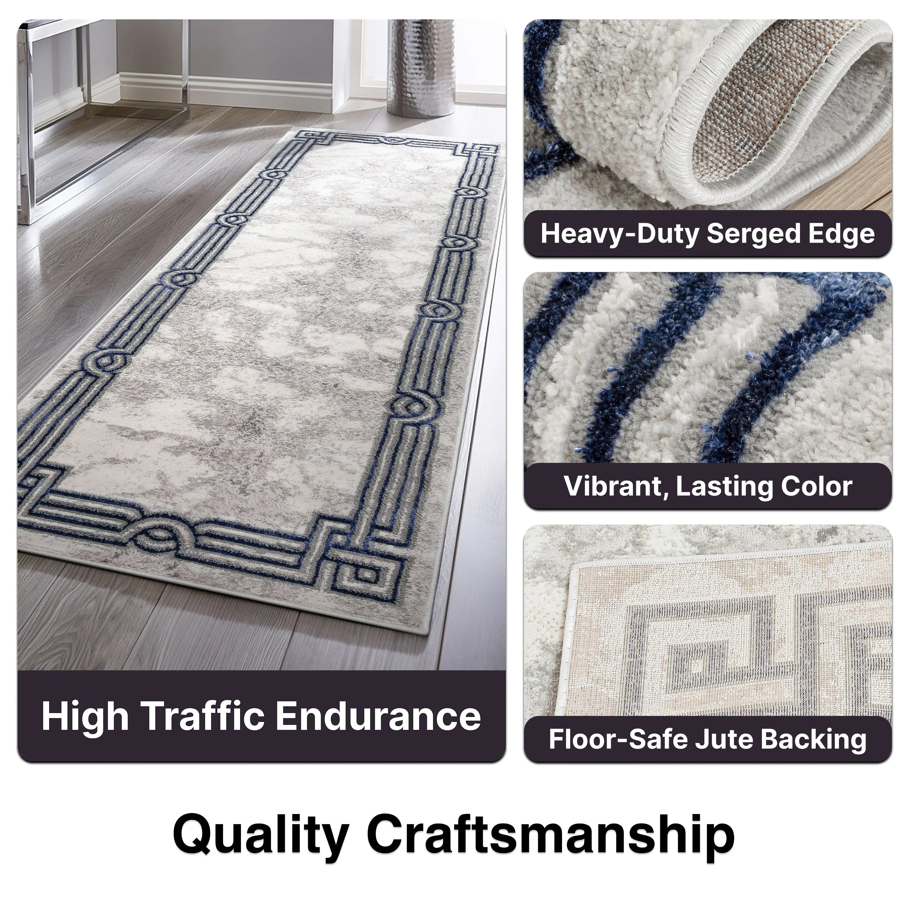 Huntington Retro Marble Border Glam Rug、mySite、gigharbornorthrealestate
