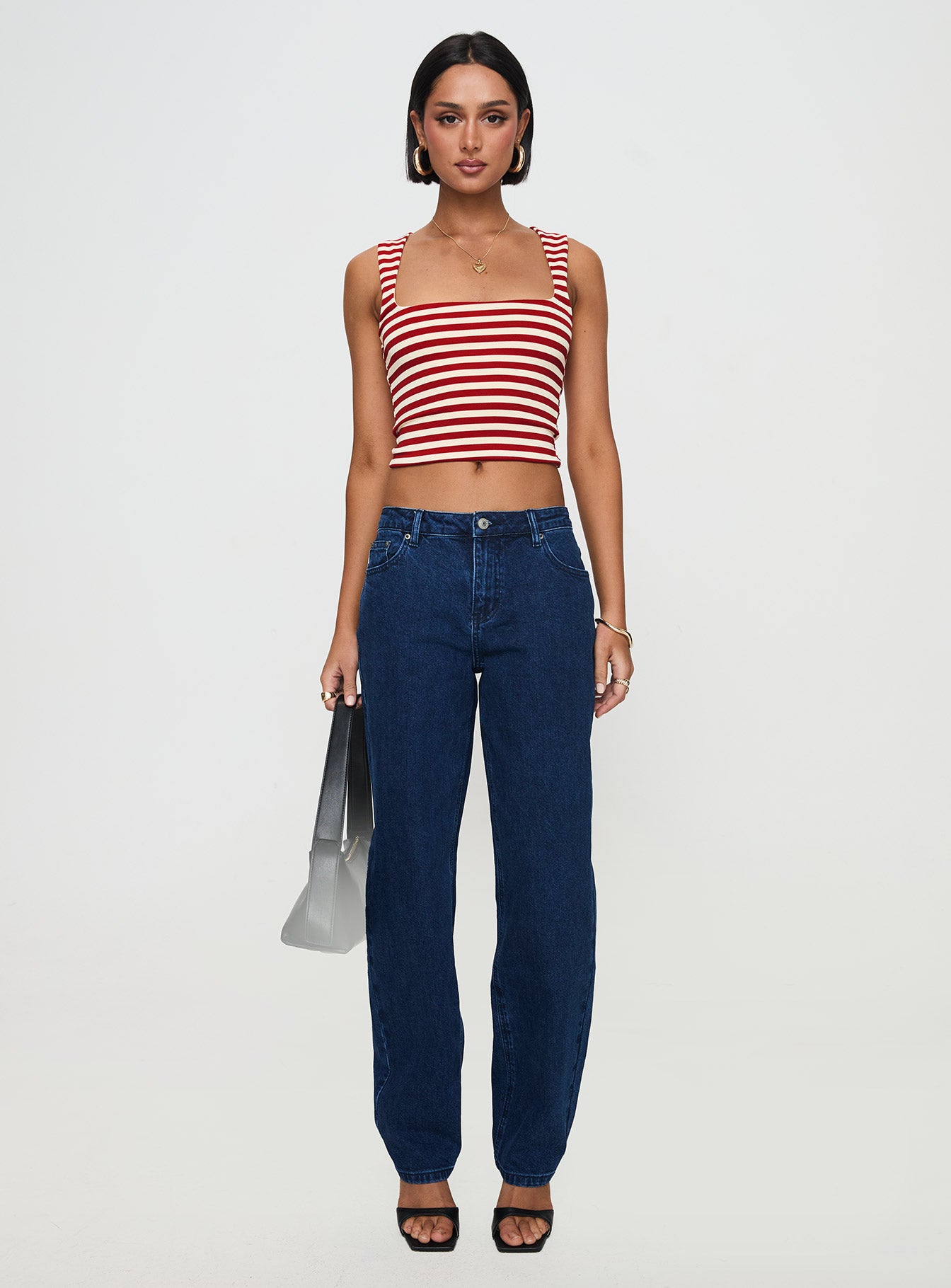 Britta Mid Rise Tapered Leg Jeans Dark Wash、mySite、solidvoid