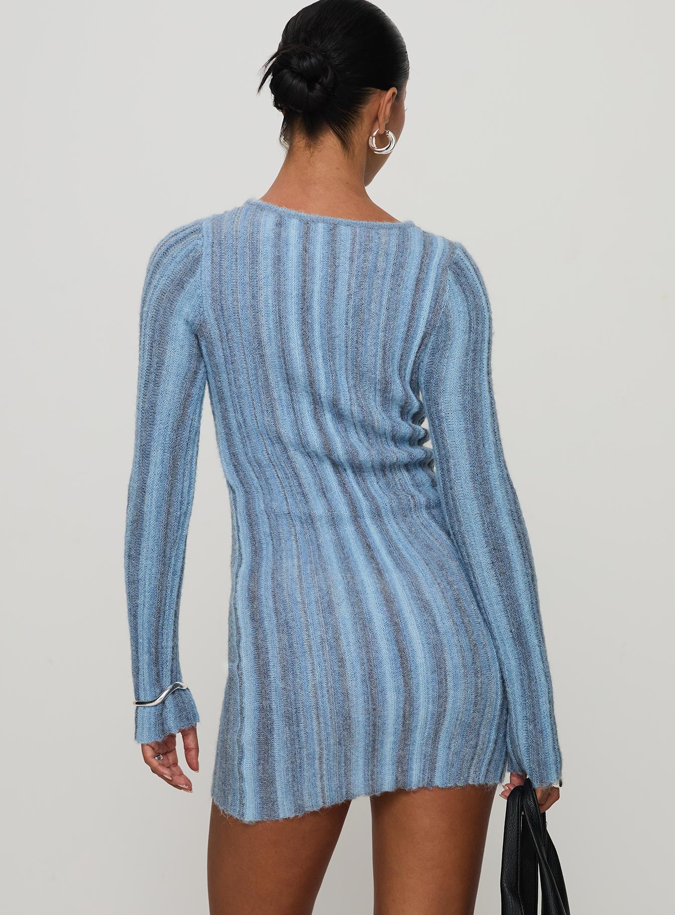 Postcodes Long Sleeve Mini Dress Blue、mySite、solidvoid