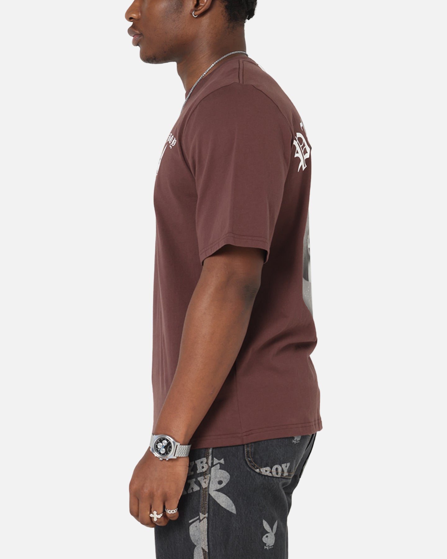 Playboy Gothic Mono Lips T-Shirt Washed Brown、mySite、zt4zffjzw