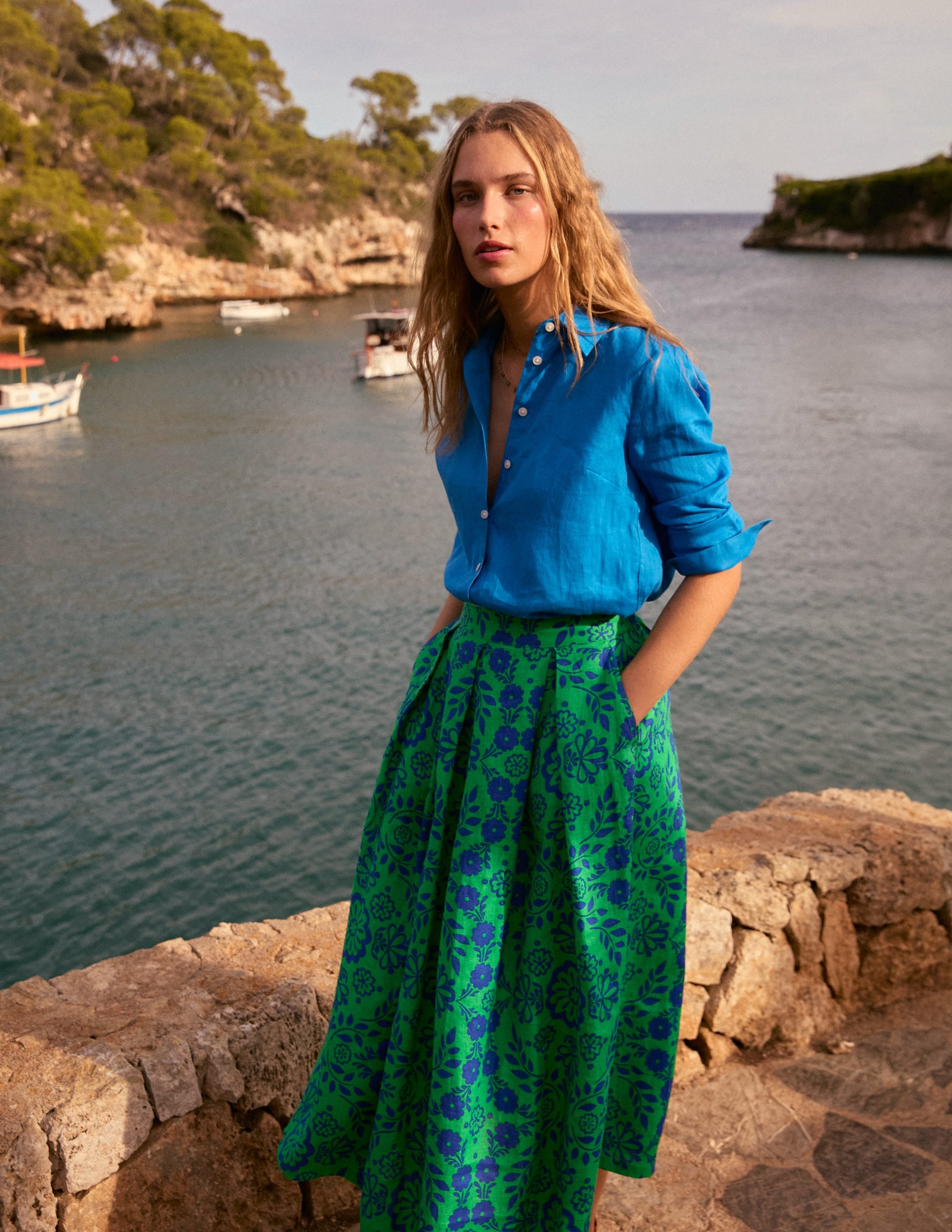  Verity Linen Midi Skirt-Structured Meadow Mono、mySite、ashleygrahame