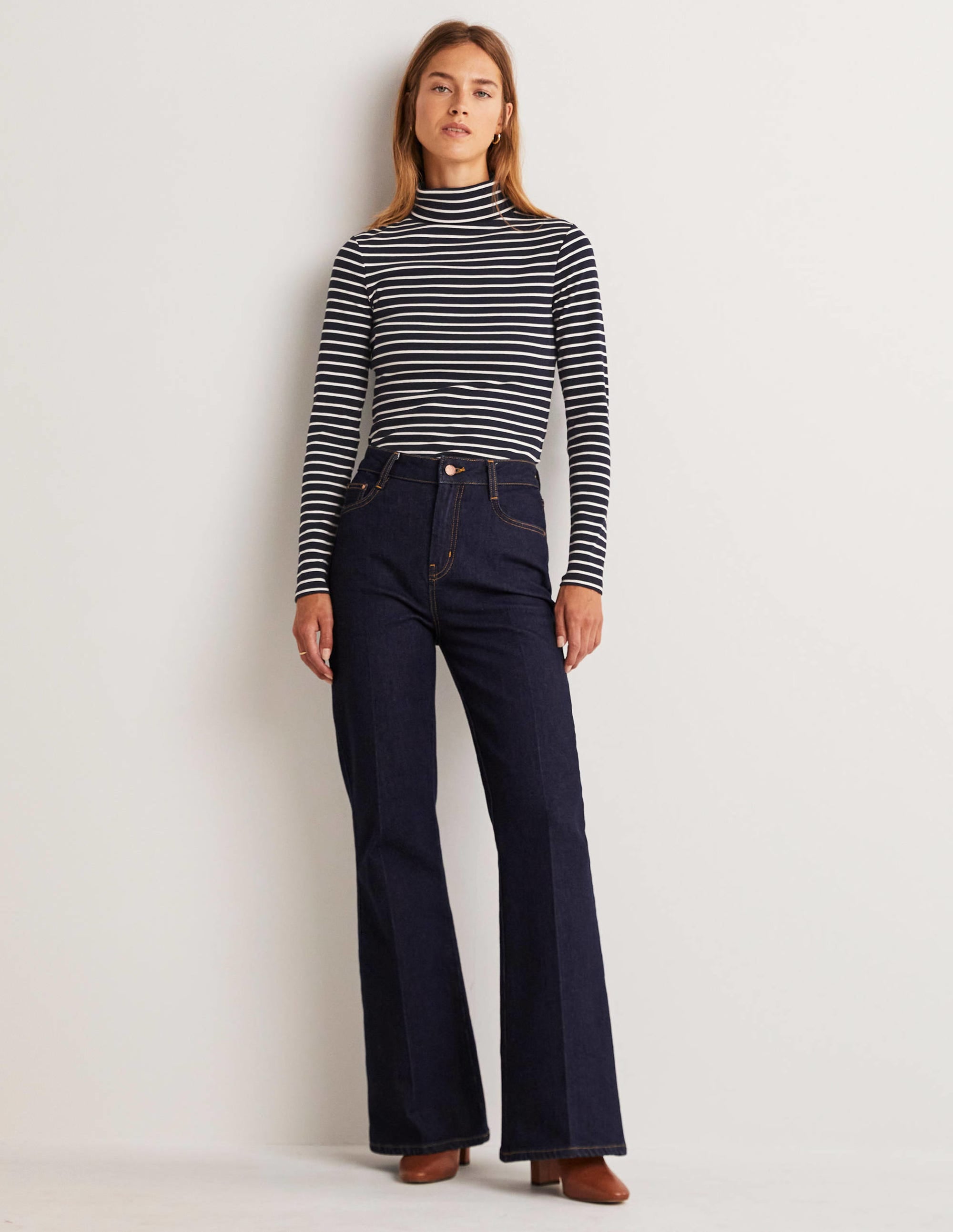 Essential Roll-neck Top-Navy / Ivory Stripe、mySite、ashleygrahame