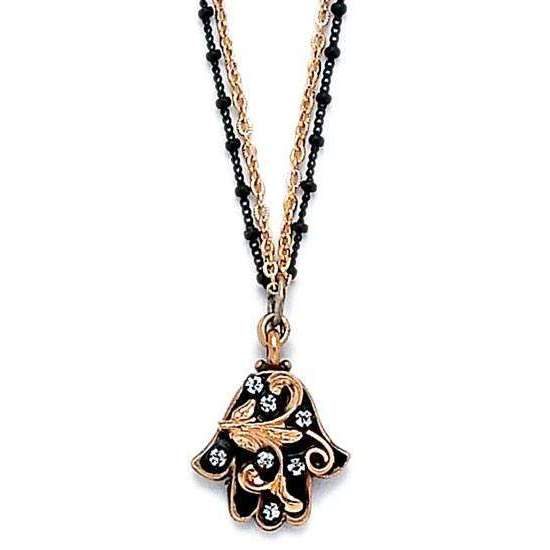 Michal Golan Black and Gold Double Chain Hamsa Necklace、mySite、topwebapps