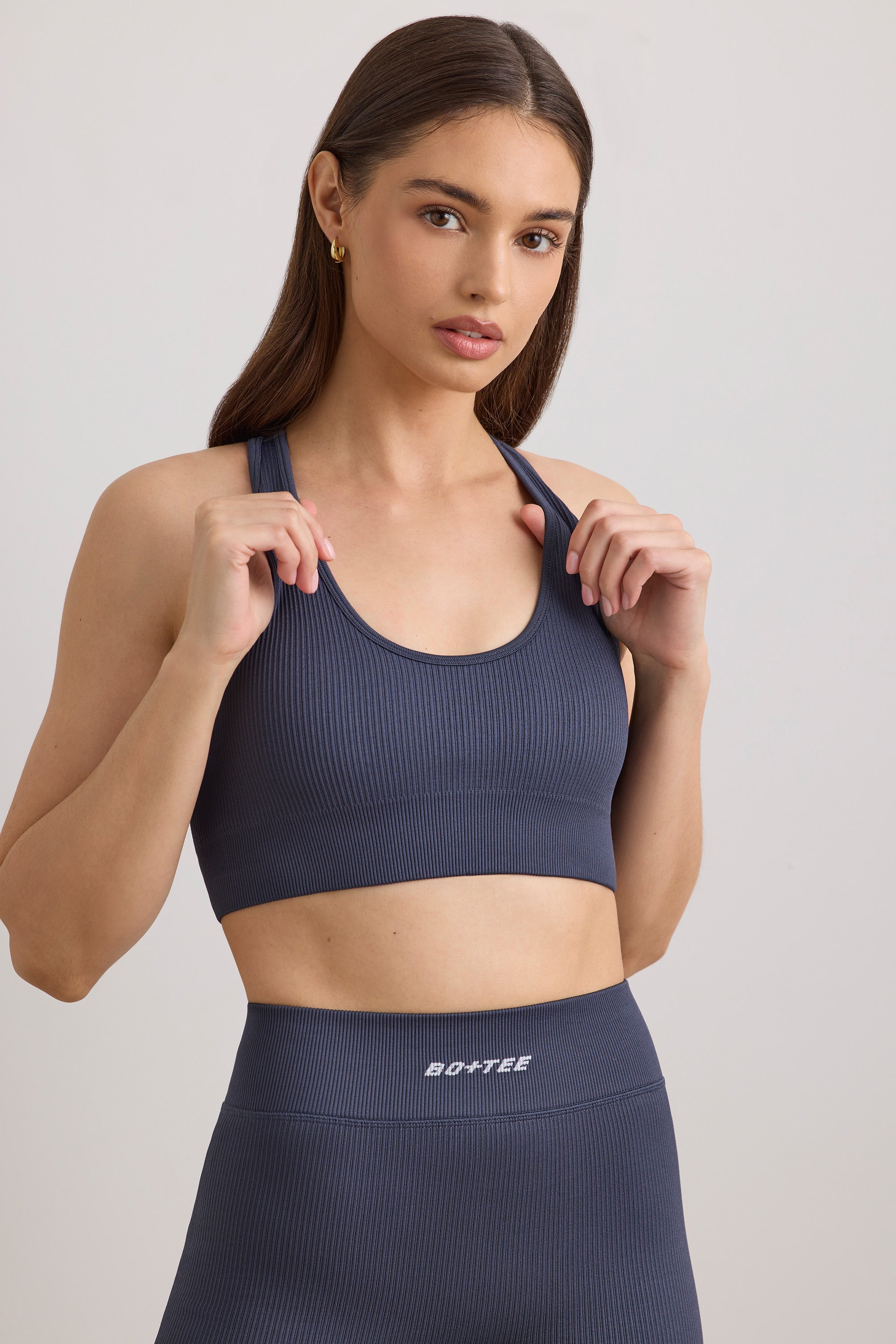 FlexiRib Wide Strap Sports Bra in Slate、mySite、solidvoid