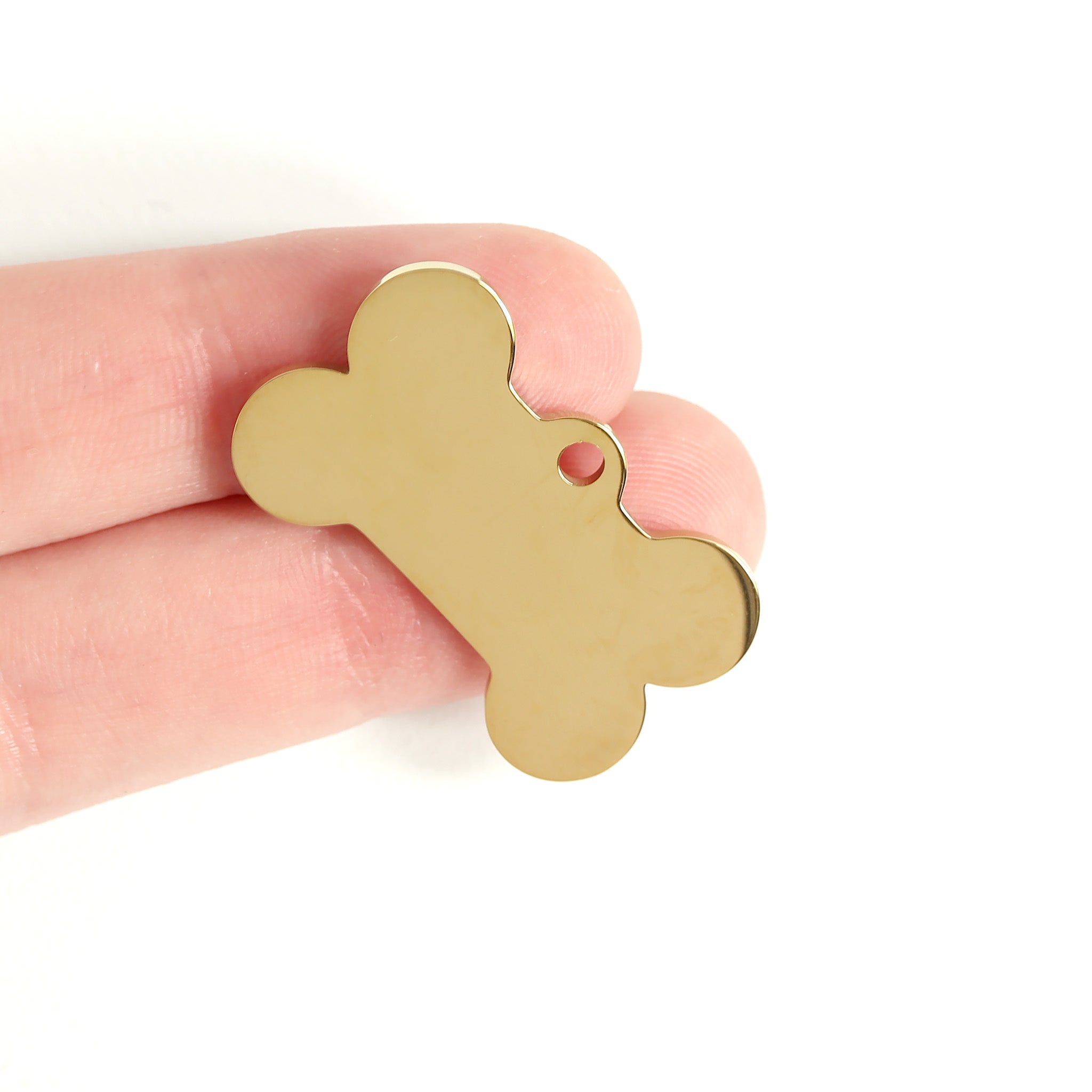 18K Gold PVD Stainless Steel Dog Bone Pet Tag / PDL0130、mySite、dreamappss
