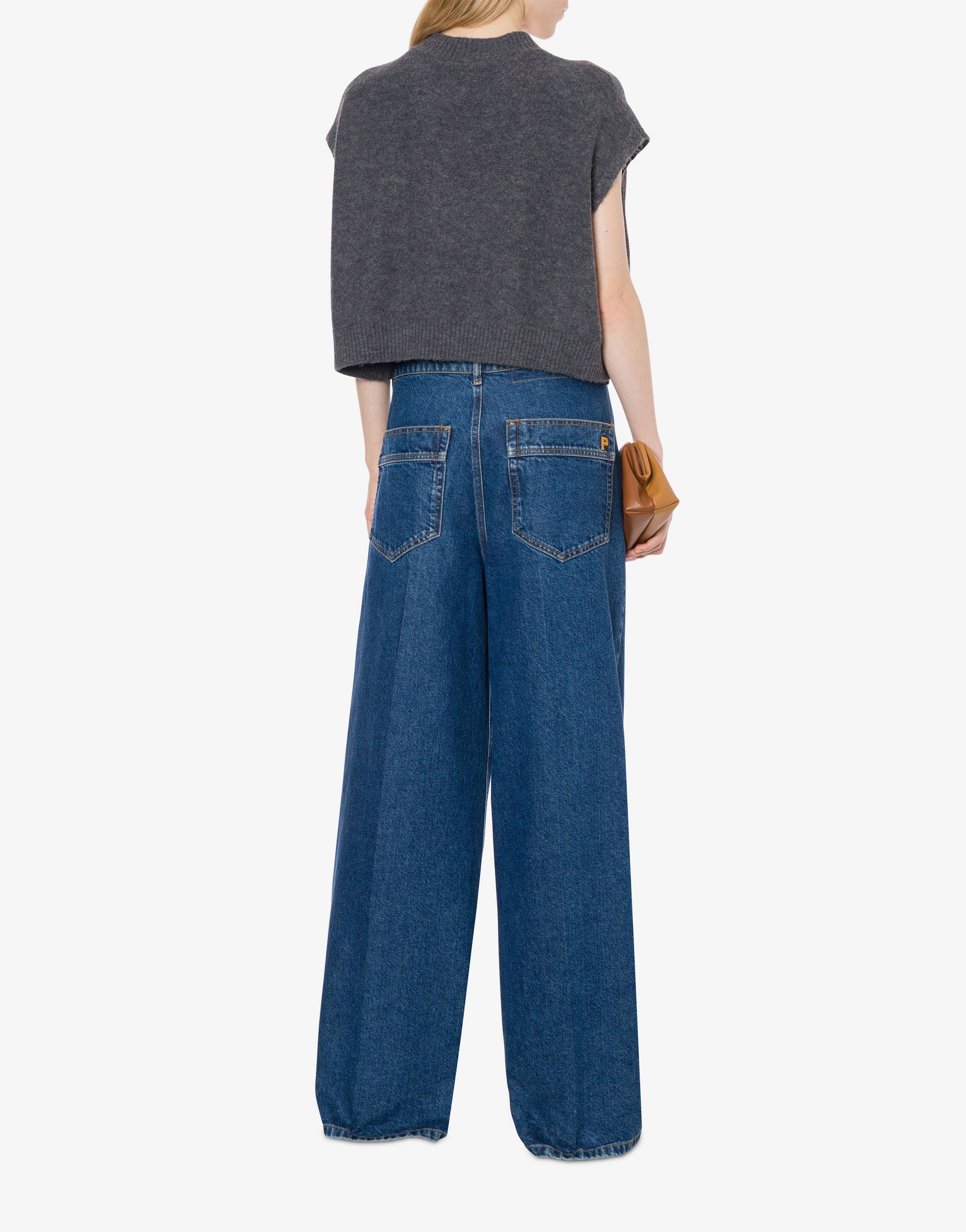 Top crop in misto lana con ricamo、mySite、aoinhome