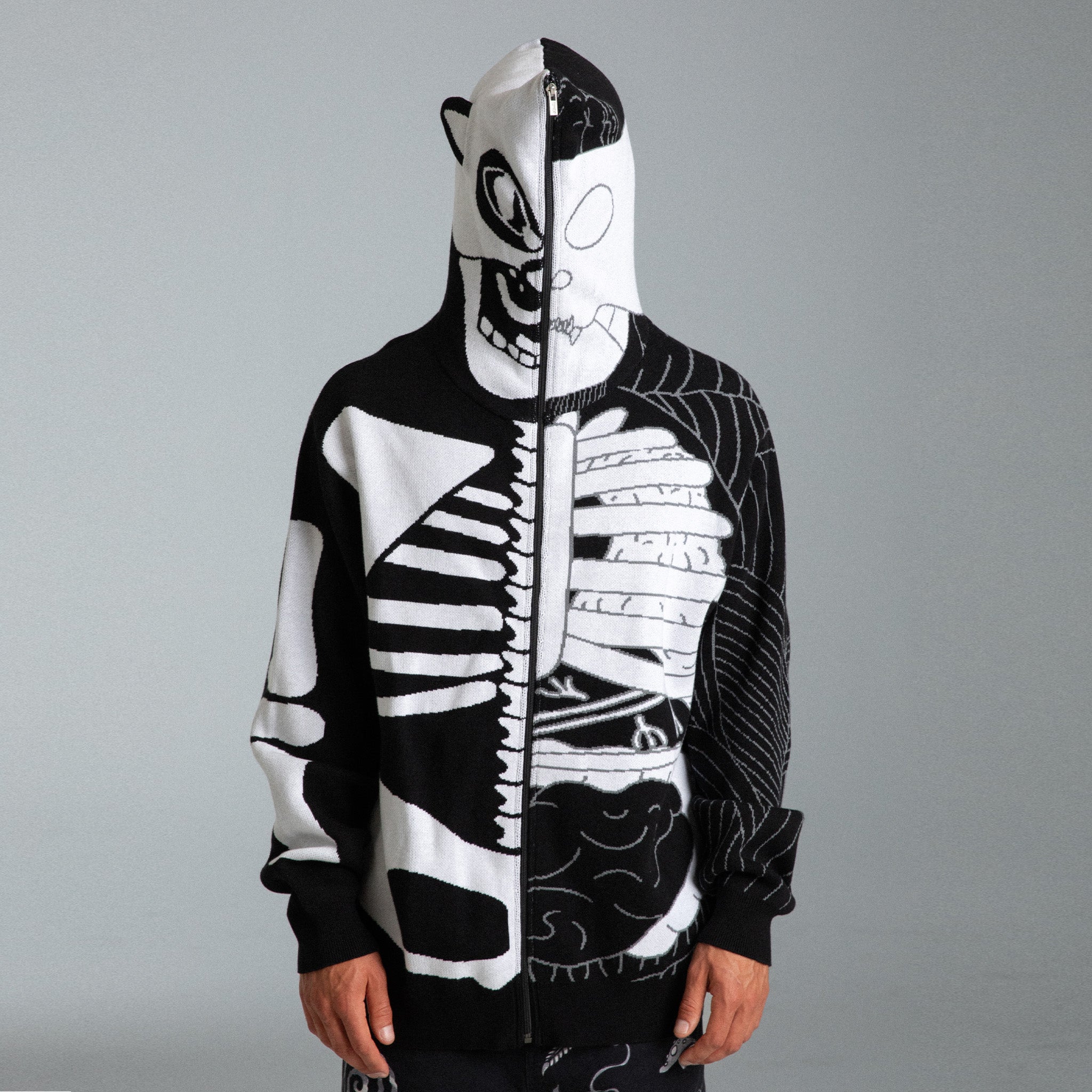  Skelly Nerm Knit Hoodie (Black/White)、mySite、merchandisen
