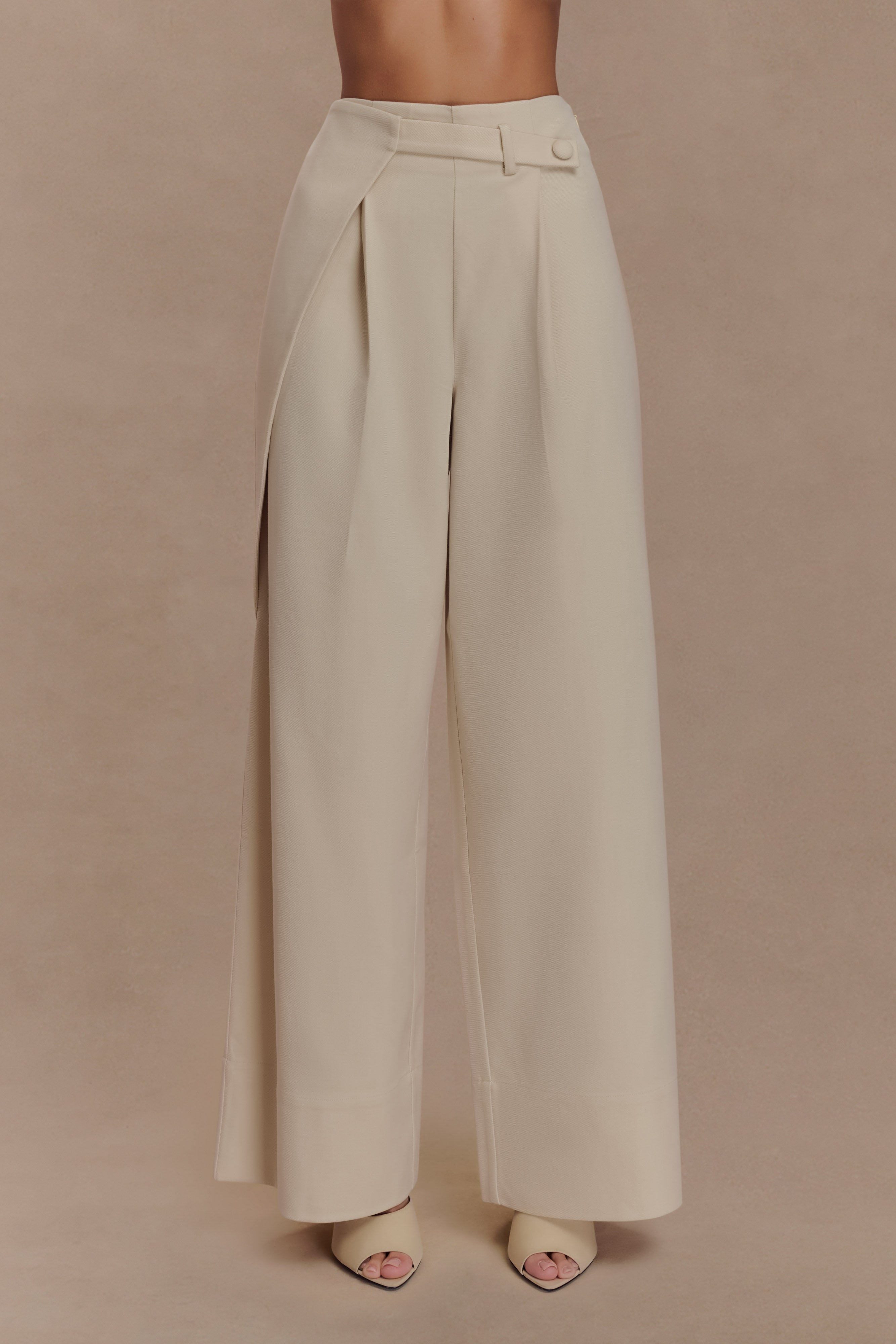 Mila Straight Leg Suiting Pant - Buttermilk、mySite、solidvoid