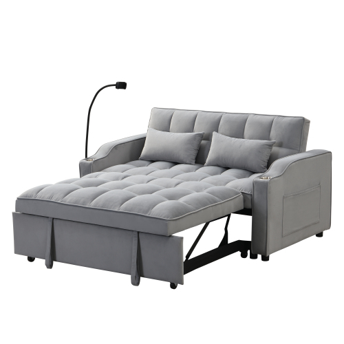 Modern Velvet Loveseat Futon Sofa Couch w/Pullout Bed,Small Love Seat Lounge Sofa with adjustable Reclining Backrest,Toss Pillows, Pockets,Furniture for Living Room,3 in 1 Convertible Sleeper Sofa Bed、、casual