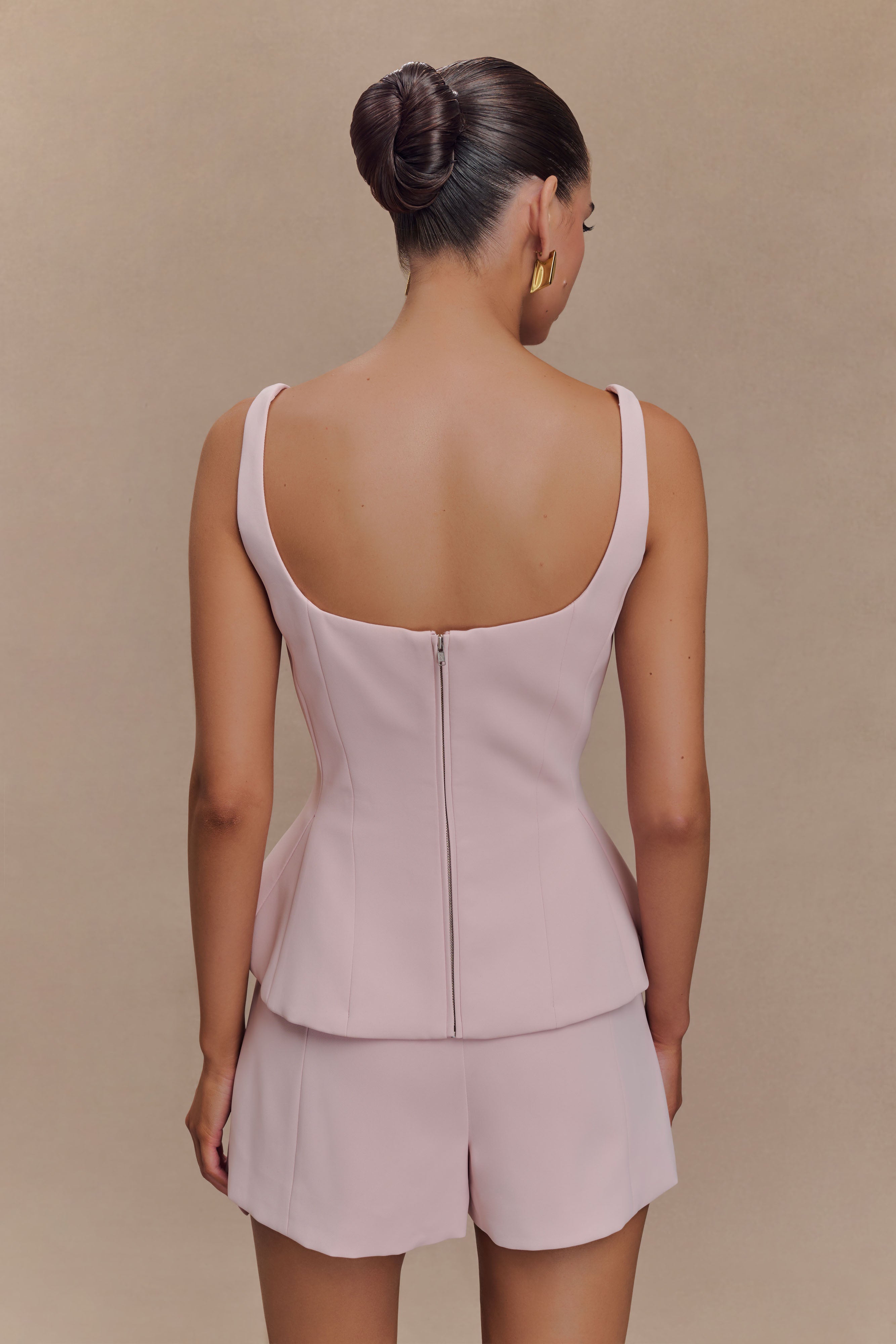 Korrie Suiting Peplum Top - Powder Pink、mySite、solidvoid