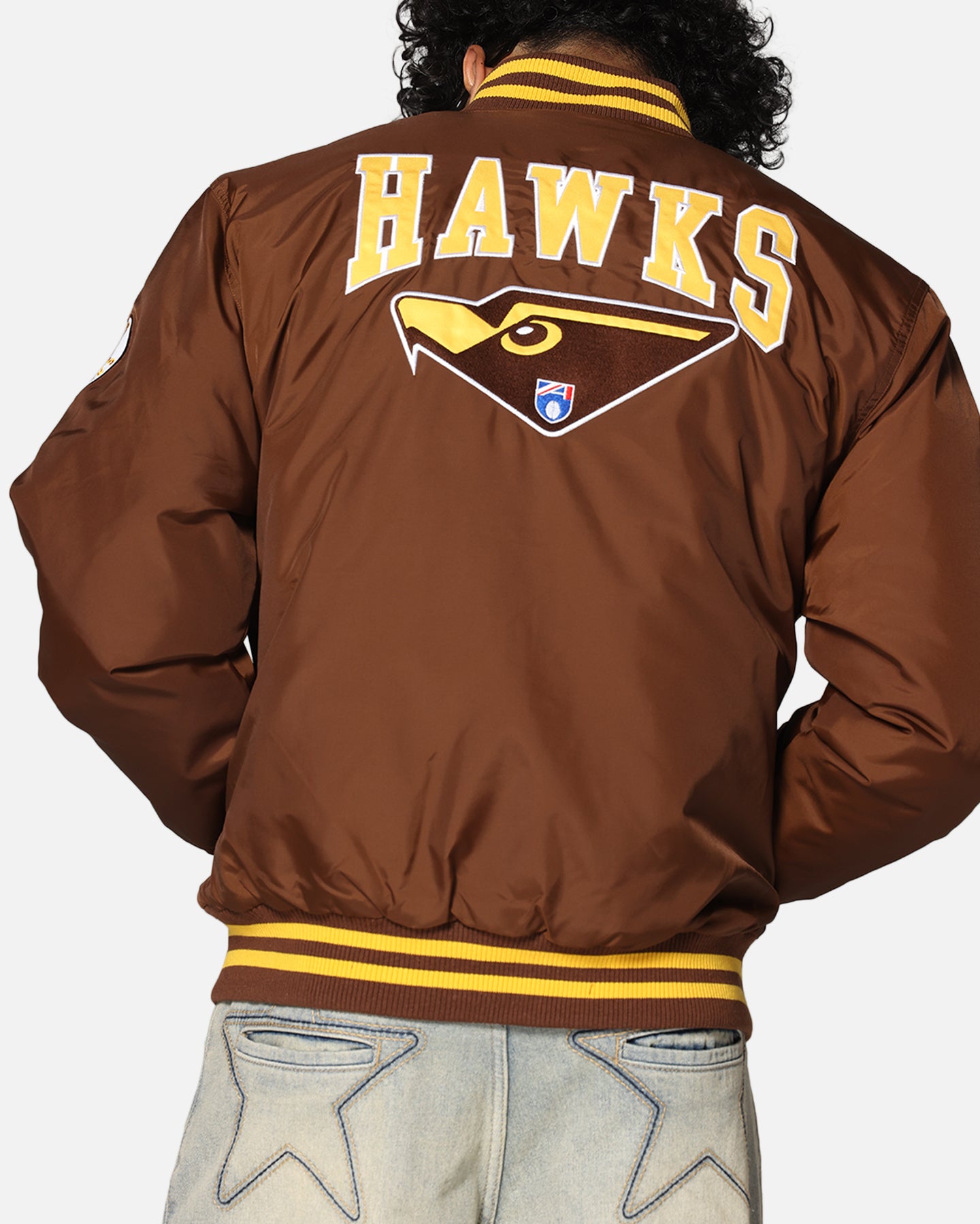 Mitchell & Ness Hawthorn Hawks Team Bomber Jacket Brown、mySite、zt4zffjzw