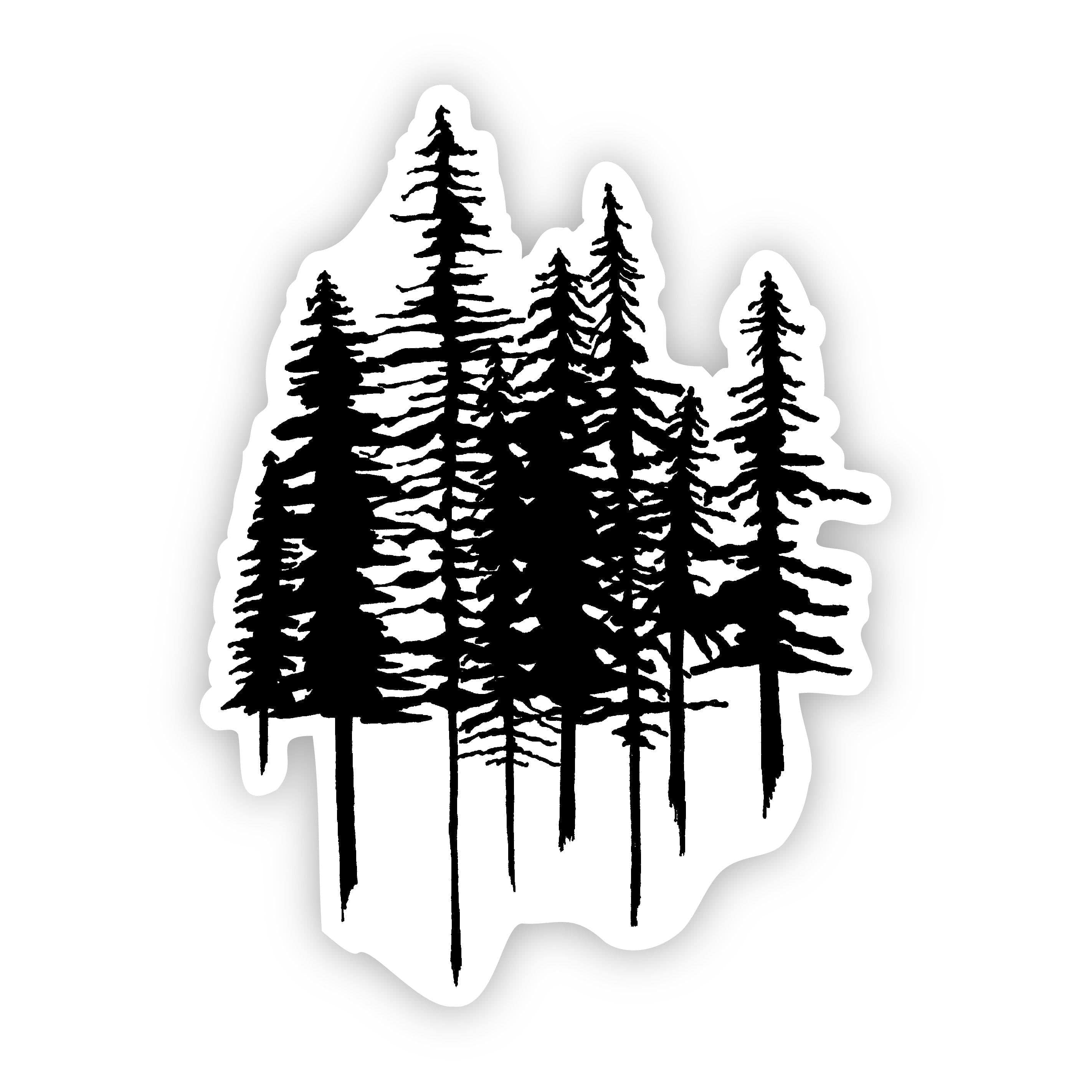  Trees Nature Sticker (Black and White)、mySite、elrpsem3k
