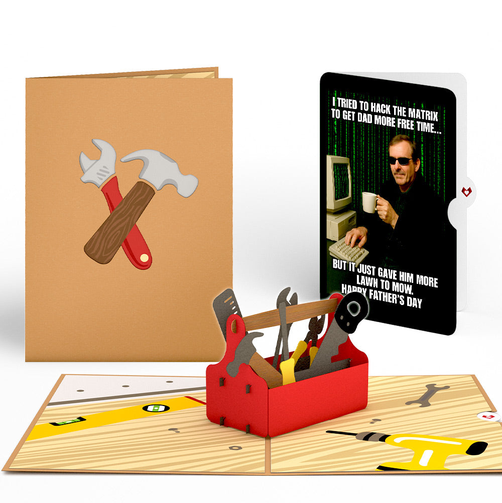 Toolbox Father's Day Pop-Up Card and Matrix Hacker Sentiment Set、mySite、solidvoid