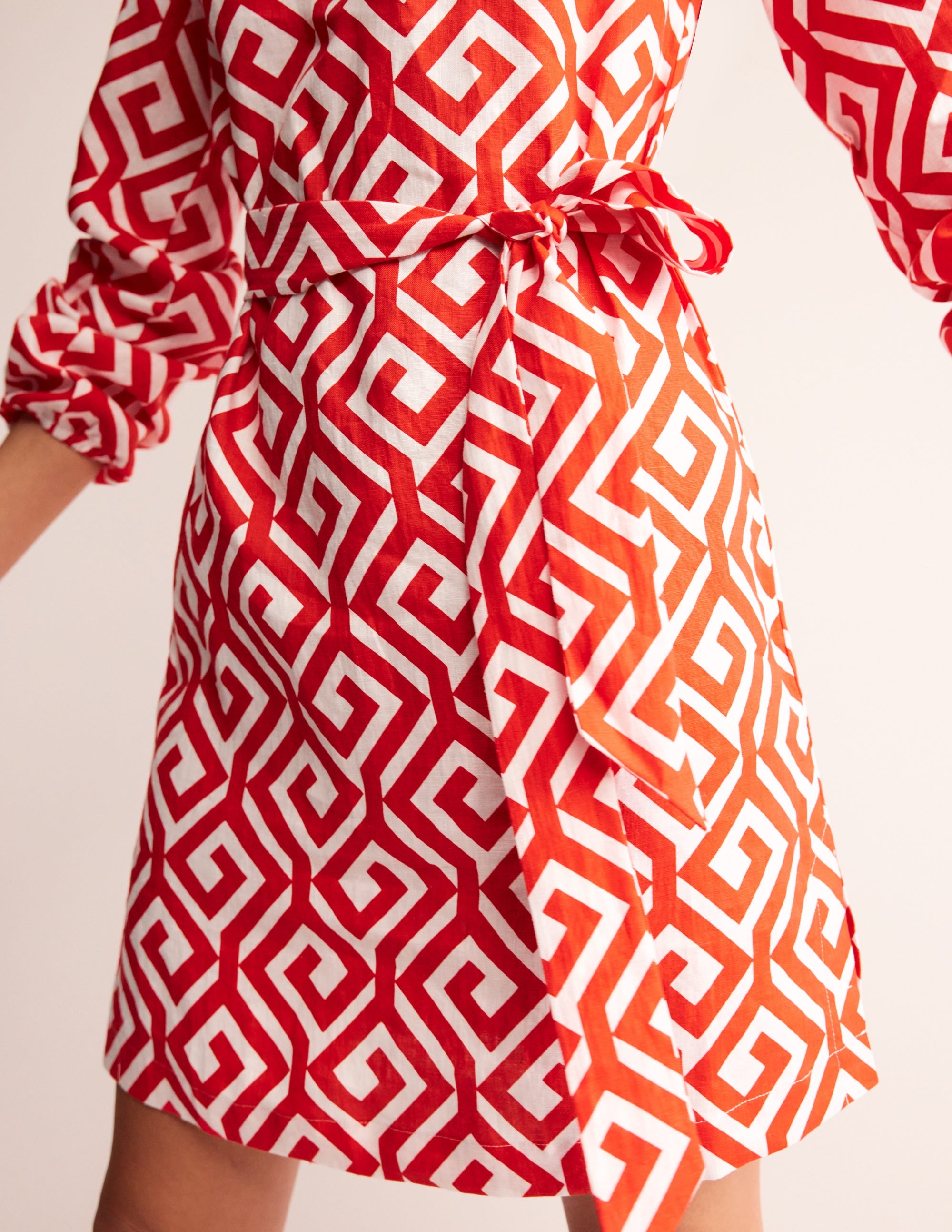  Cleo Tie Waist Linen Dress-Flame Scarlet, Maze、mySite、ashleygrahame