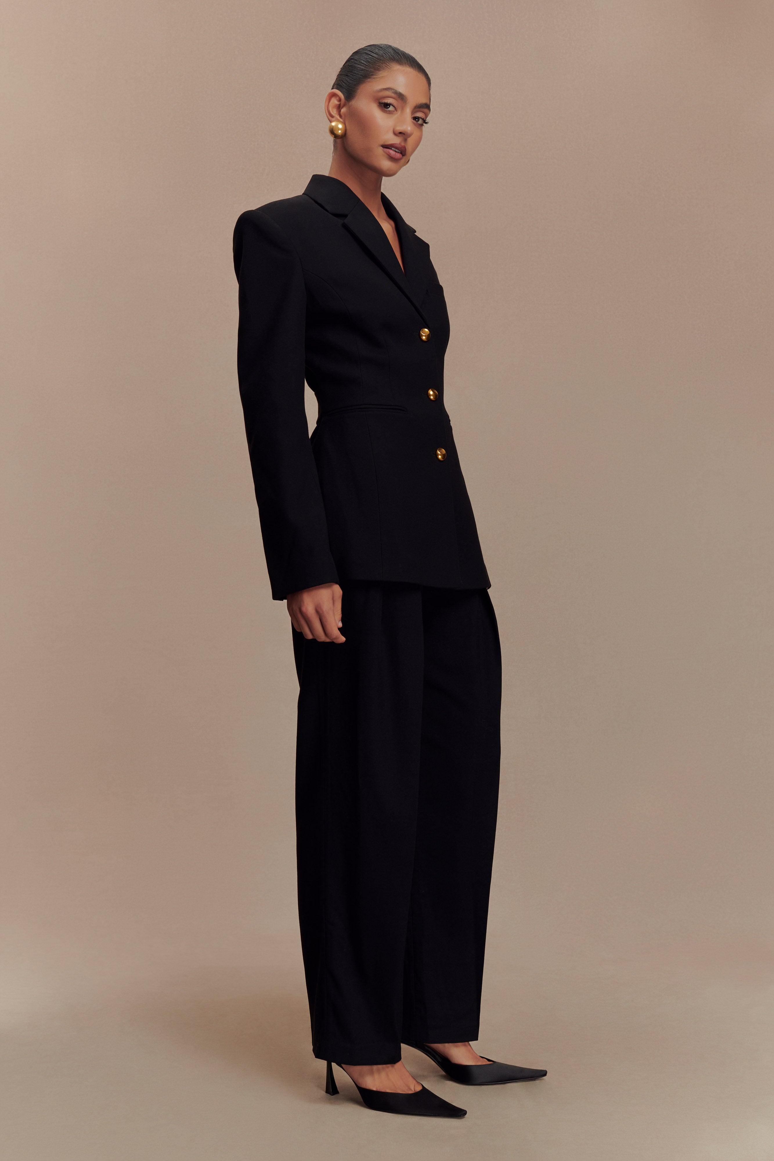 Bellamy Cinched Blazer - Black、mySite、solidvoid