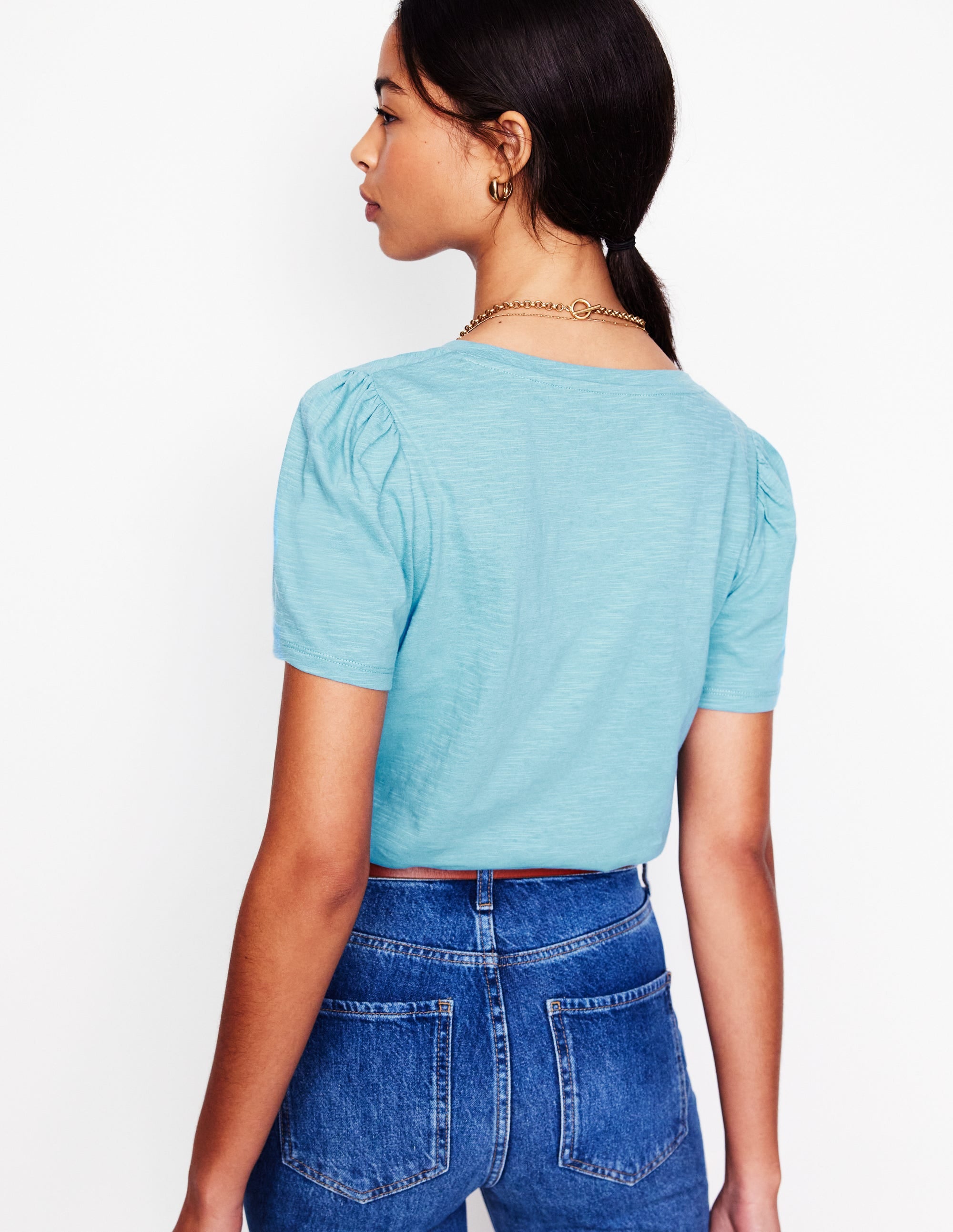  Short Sleeve V Neck T-shirt-Duck Egg Blue、mySite、ashleygrahame