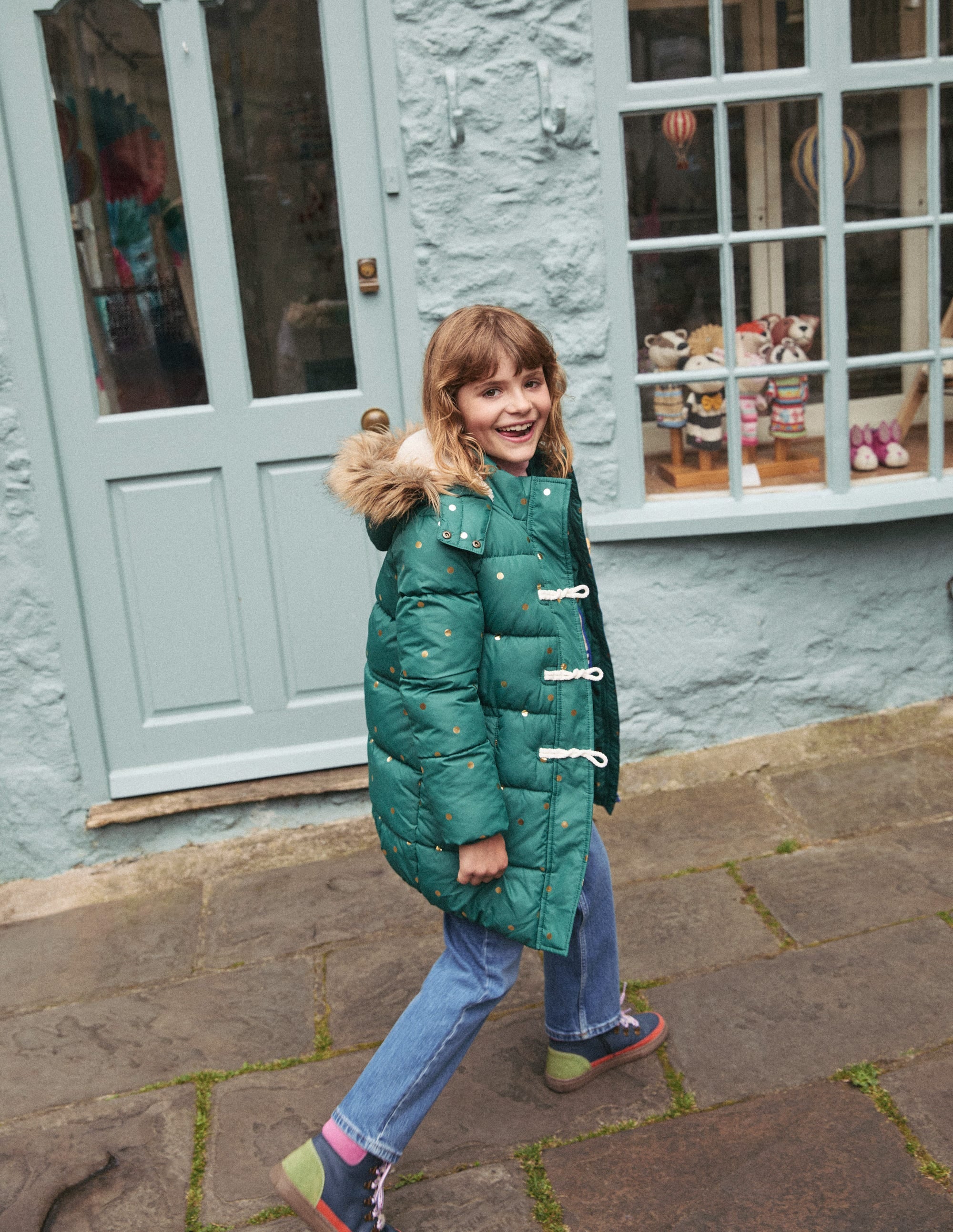  Longline Padded Coat-Jewel Green Gold Foil Confetti、mySite、ashleygrahame