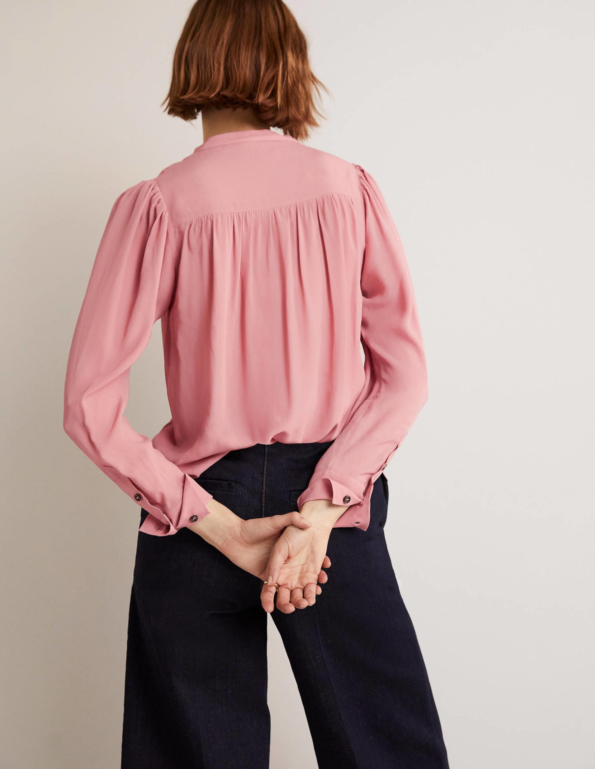  Pleated Button Through Blouse-Almond Pink、mySite、ashleygrahame