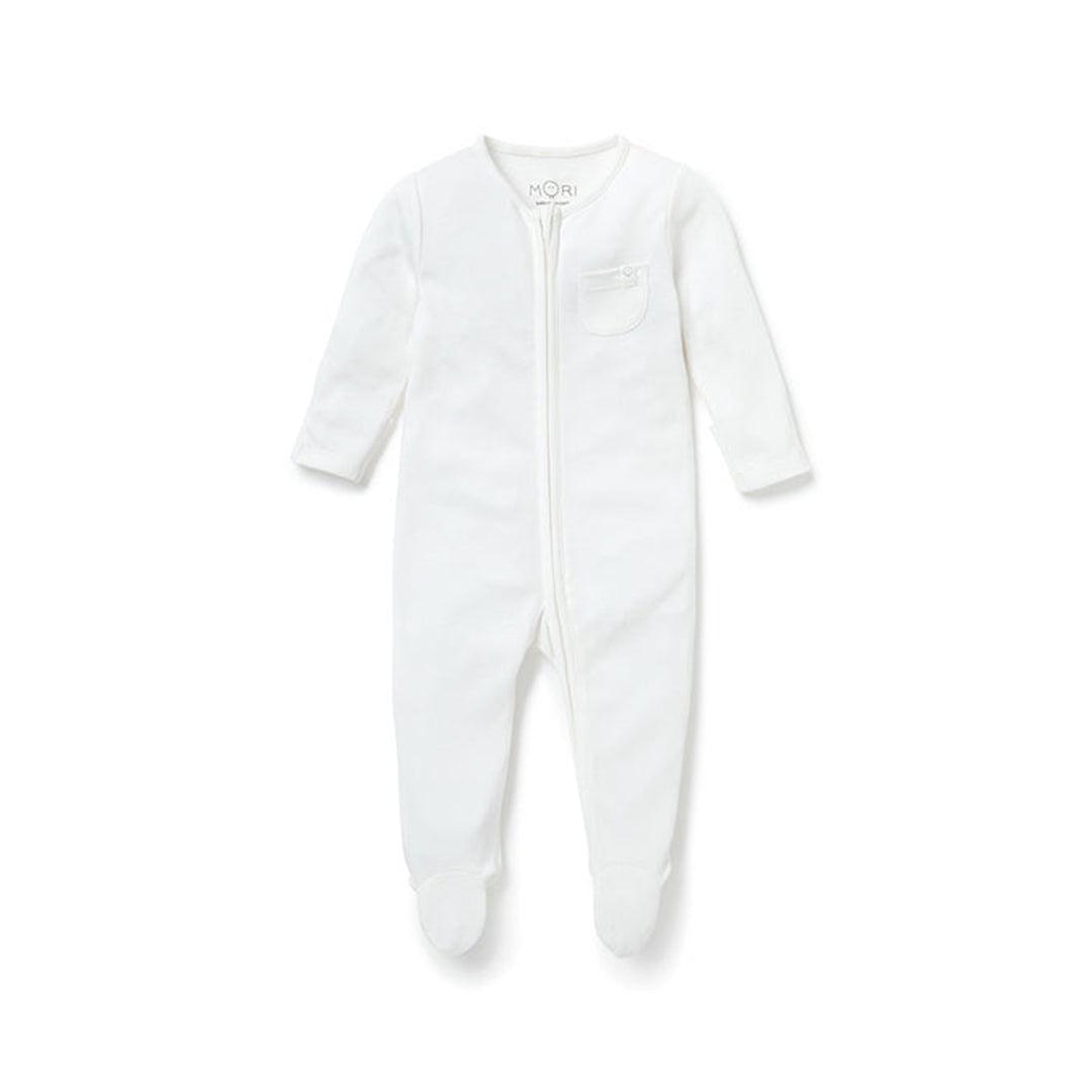  MORI Clever Zip Sleepsuit - White、mySite、merchandisen