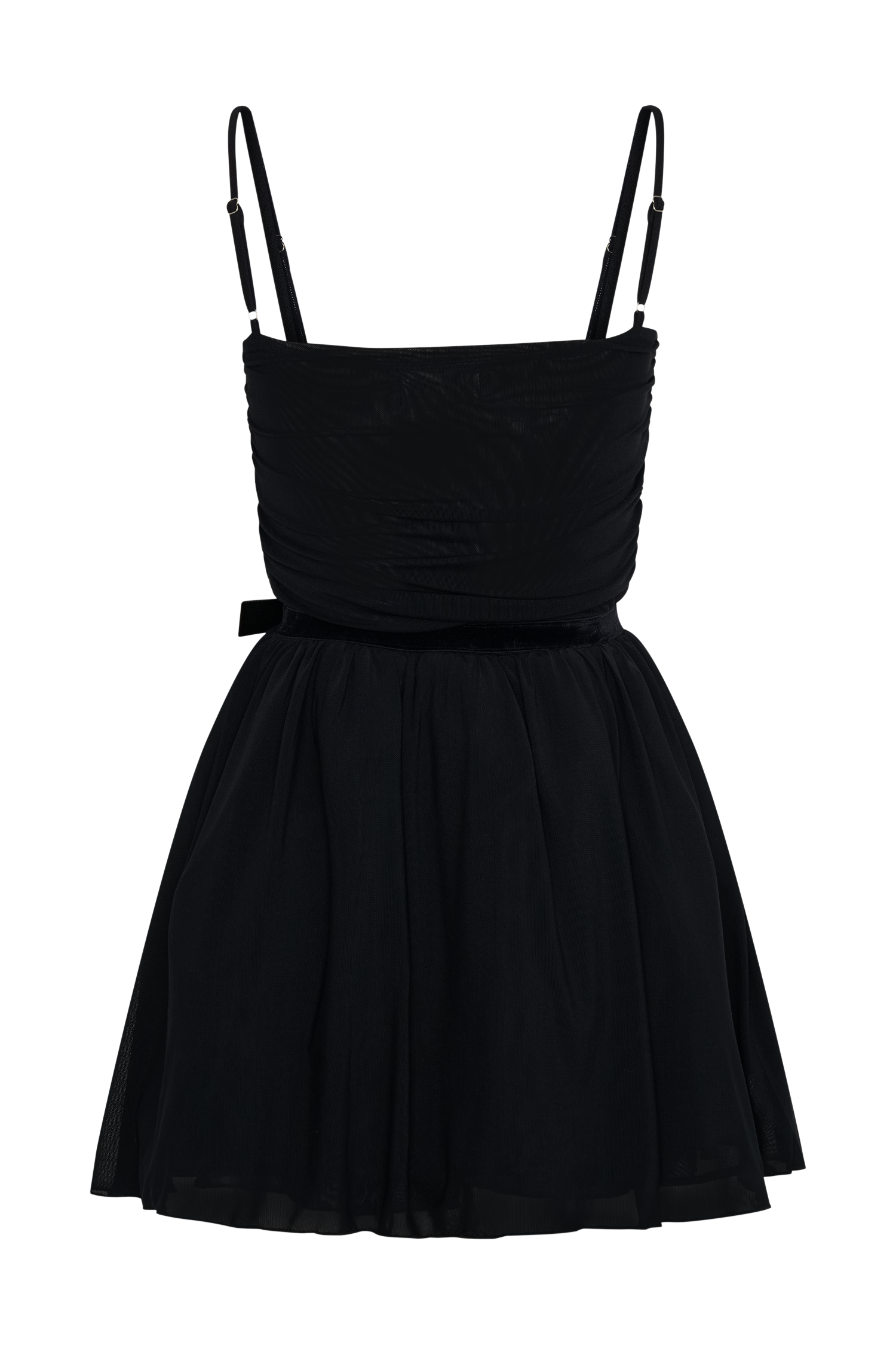 Mischa Mesh Mini Dress With Flower - Black、mySite、solidvoid