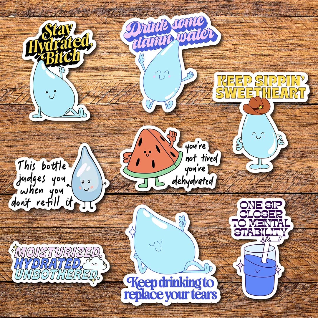  Stay Hydrated Characters Stickers 8 Pack、mySite、elrpsem3k