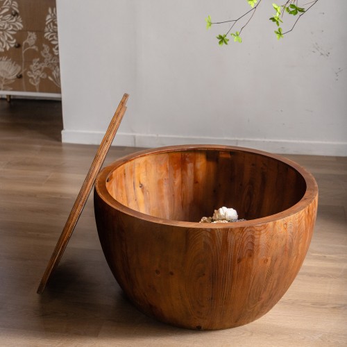 31.50"Vintage Style Bucket Shaped Coffee Table for Office, Dining Room and Living Room(Same SKU:W757P170149)、、xpatfood