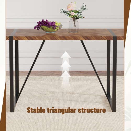 Rustic Industrial Rectangular Wood Dining Table For 4-6 Person, With 1.5" Thick Engineered Wood color Tabletop and Black Metal Legs,Desk For Kitchen Dining Living Room, 55.1" x 31.4"x 29.9"1529W115172、、casual