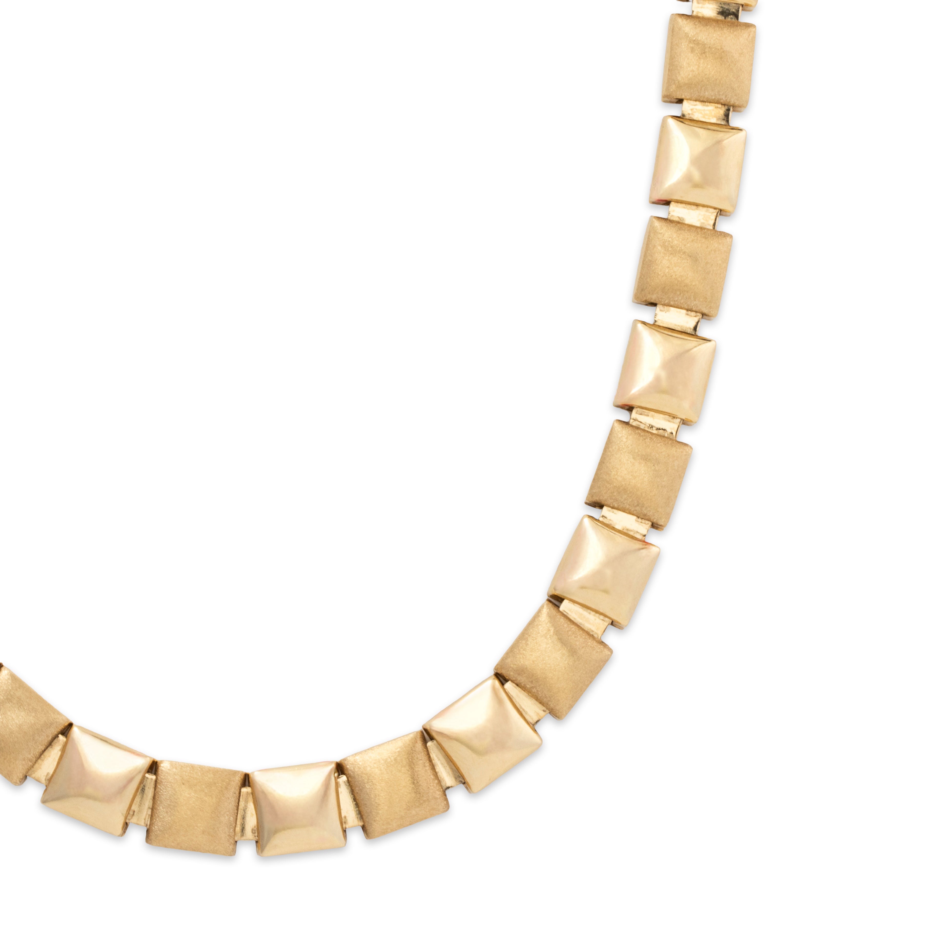 Vintage Italian 14k Yellow Gold Brushed & Polished Statement Necklace 17、mySite、hinf8tx79