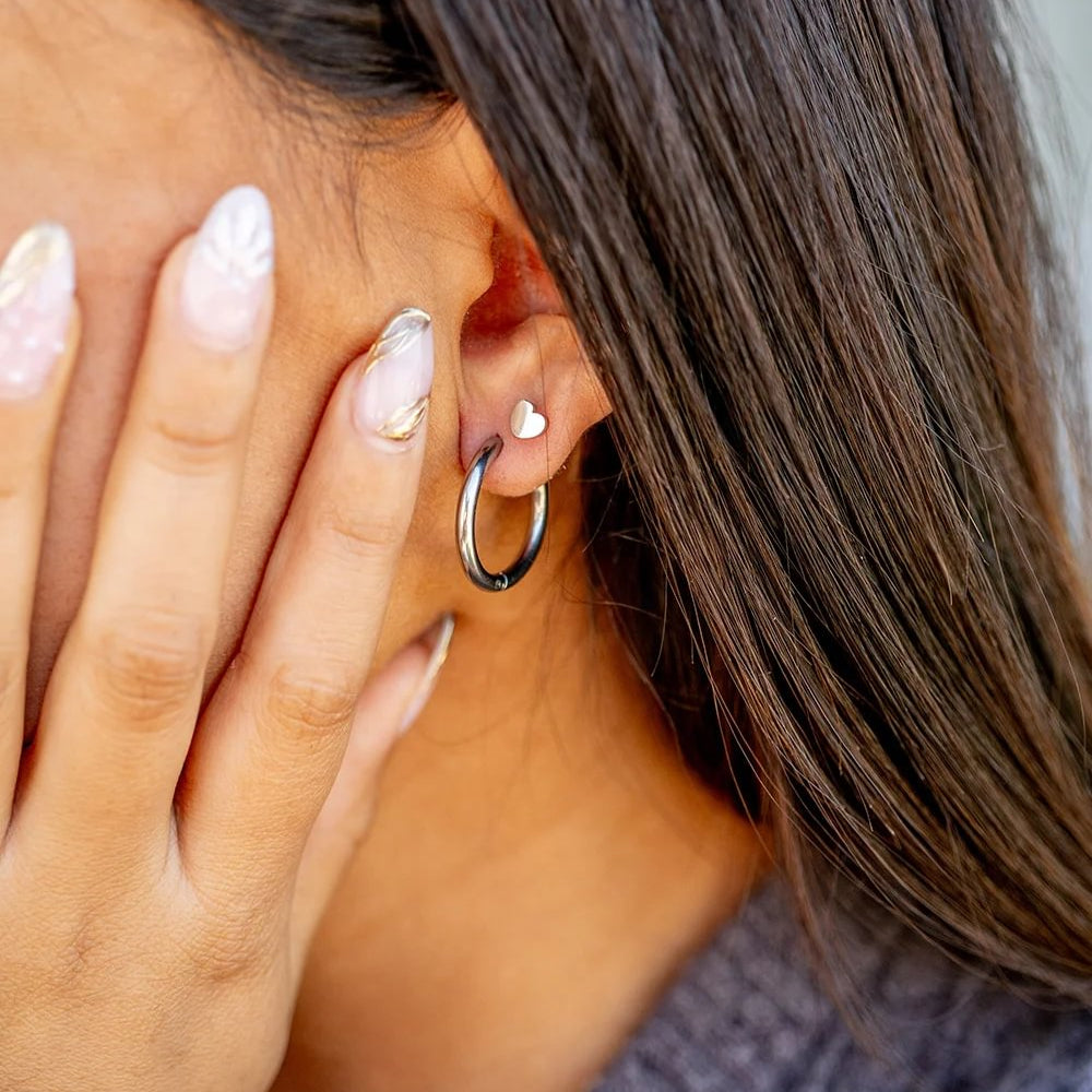 18K Gold PVD Stainless Steel Heart Stud Earrings / ERJ0056、mySite、dreamappss