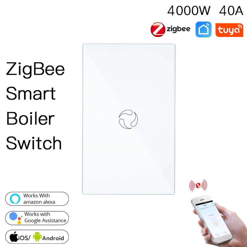 ZigBee Smart Boiler Touch Switch Water Heater Single Pole Neutral Wire Required US 20A/40A、mySite、fannypackpong