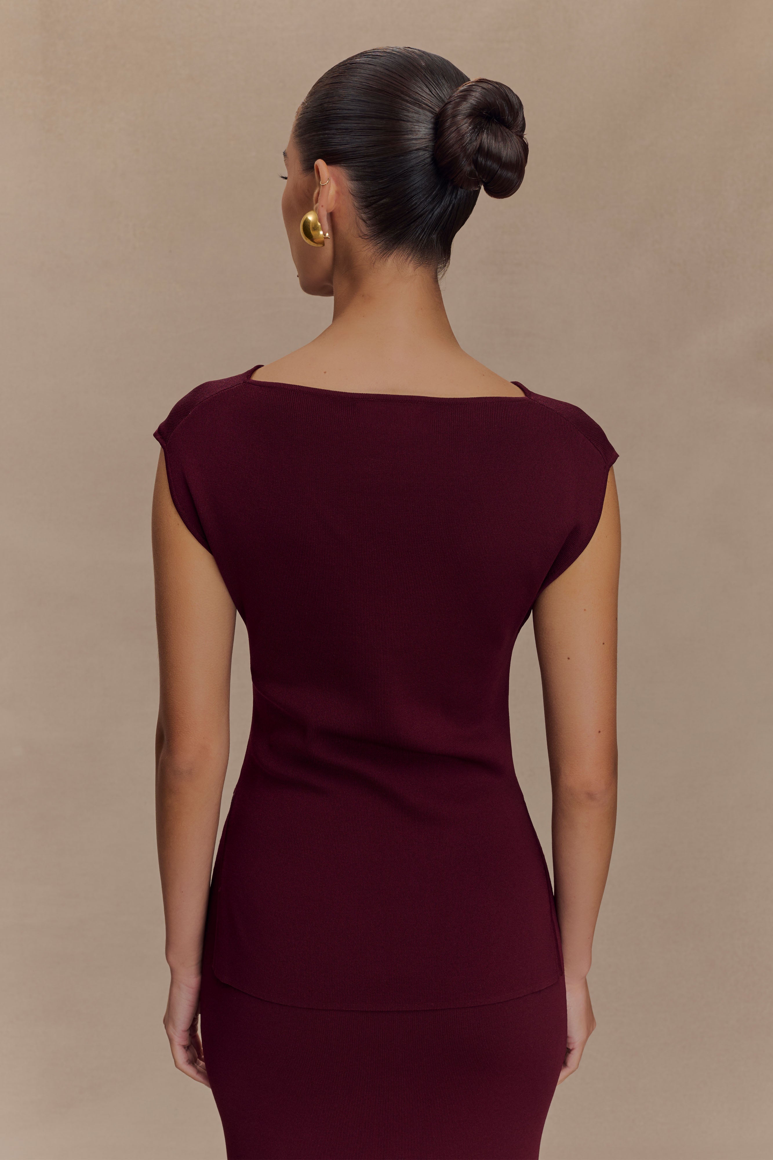 Francisca Cowl Neck Knit Top - Merlot、mySite、solidvoid