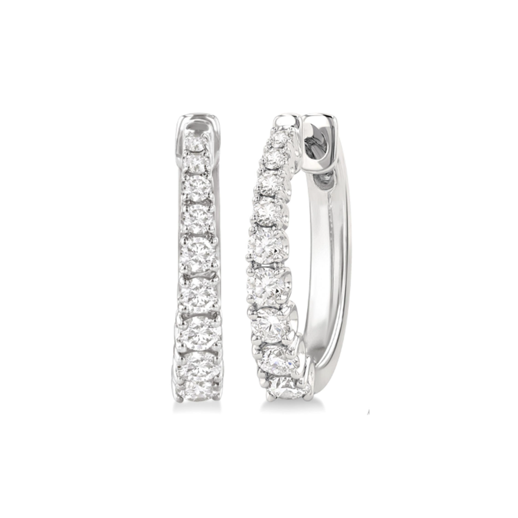 14K White Gold 0.50ctw Tapered Diamond Hoop Earrings、mySite、botmansion