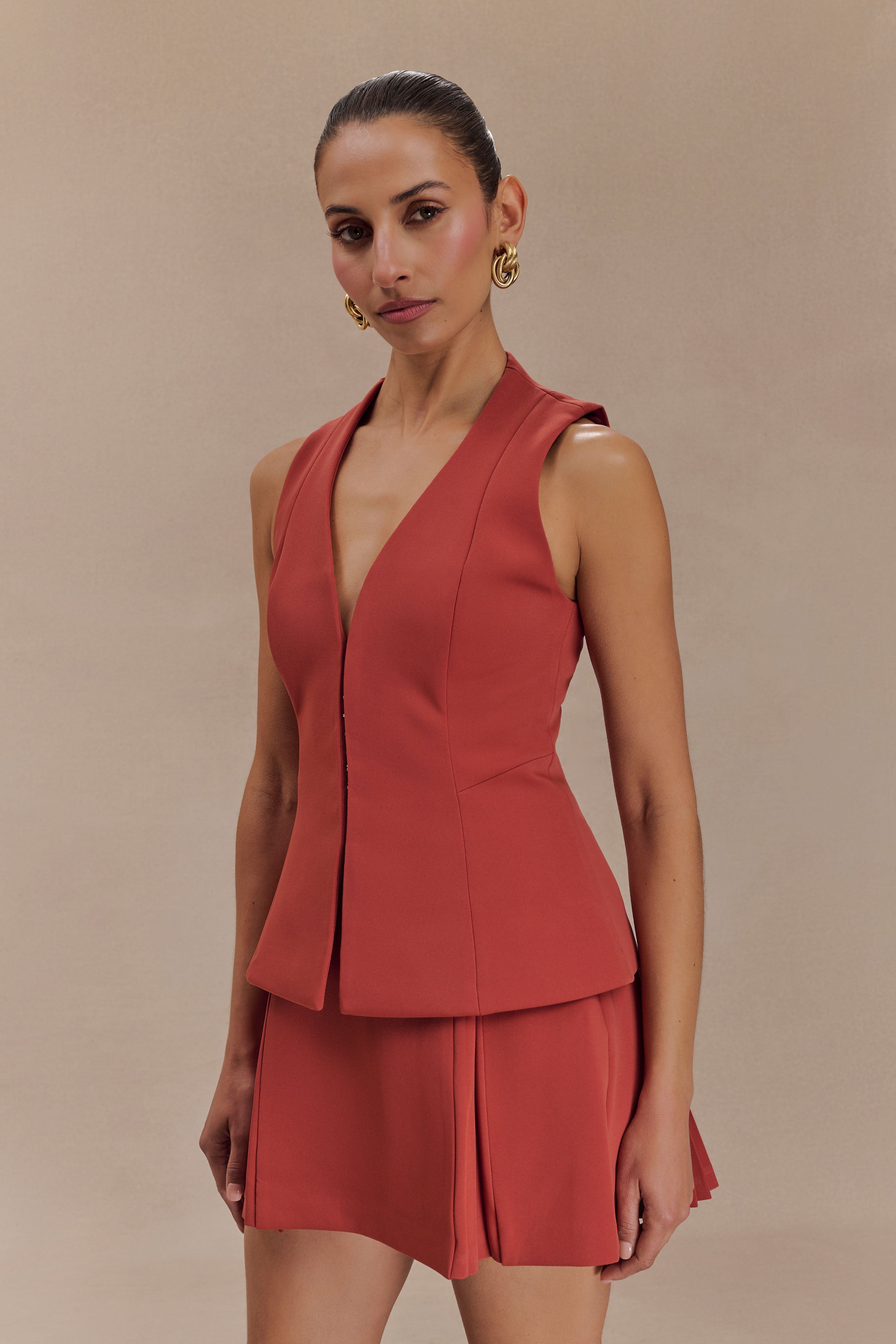 Melinda Structured Vest Top - Chilli、mySite、solidvoid