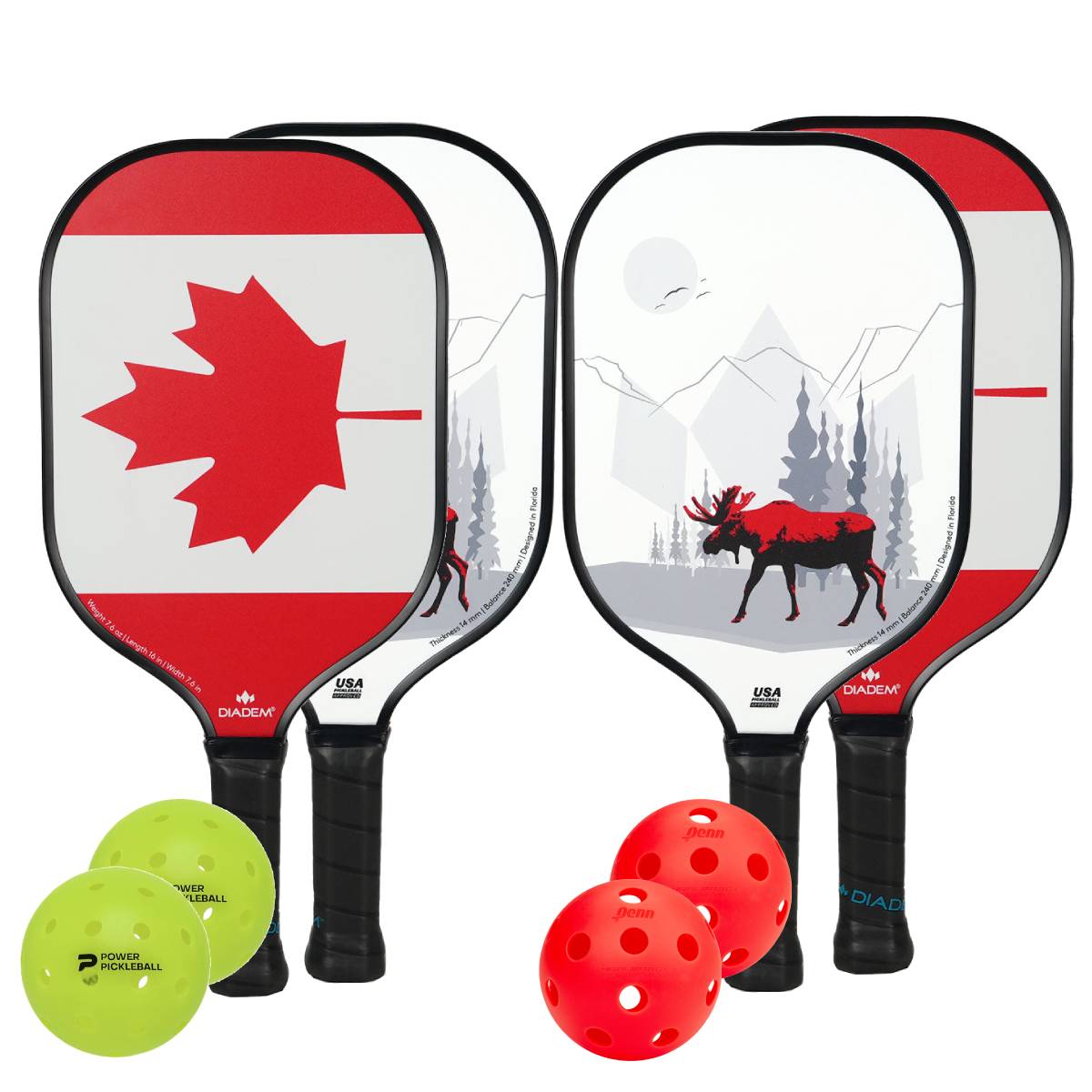 Diadem Riptide Canada 4 Paddle Pickleball Bundle