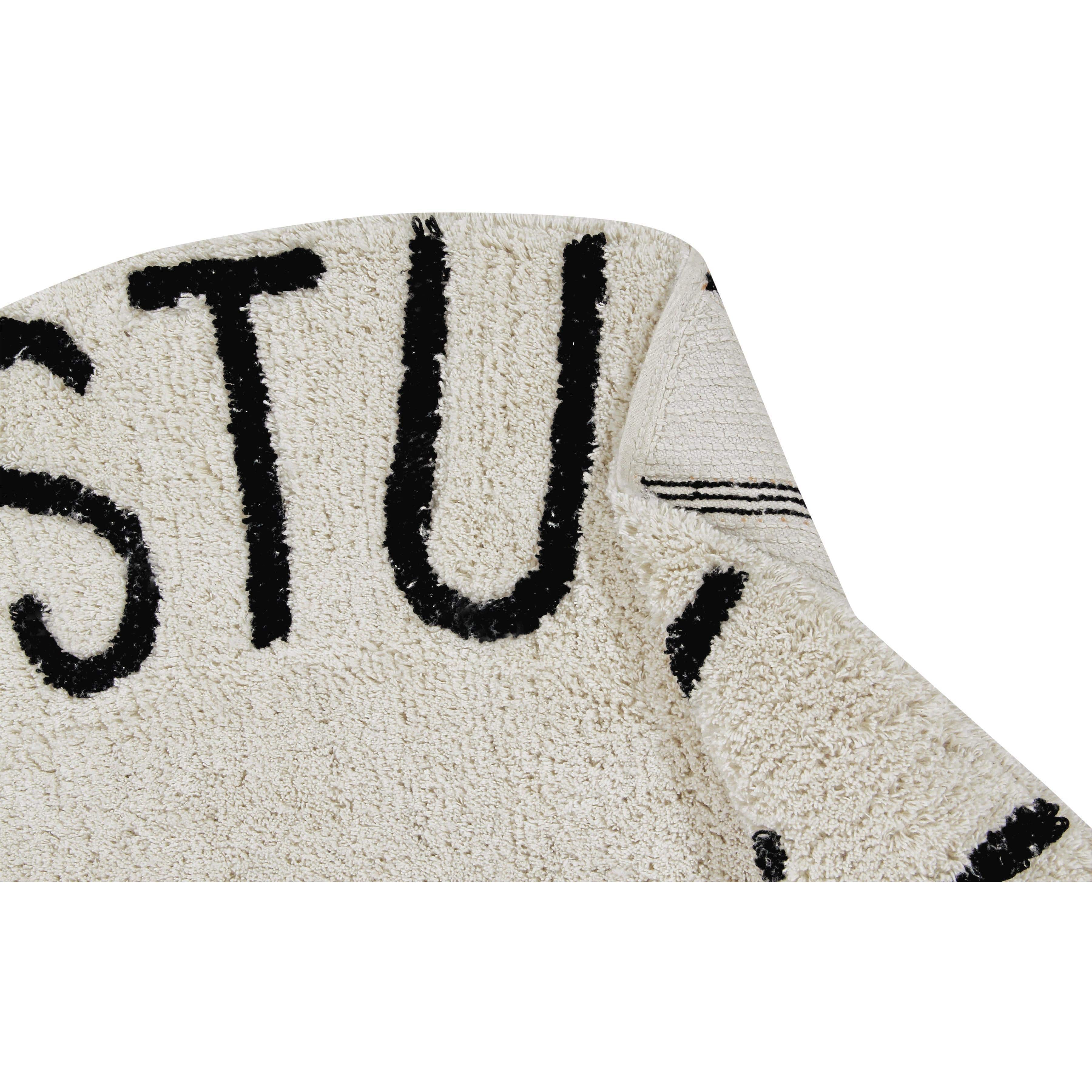 Round ABC Natural Black Machine Washable Kids Area Rug、mySite、gigharbornorthrealestate