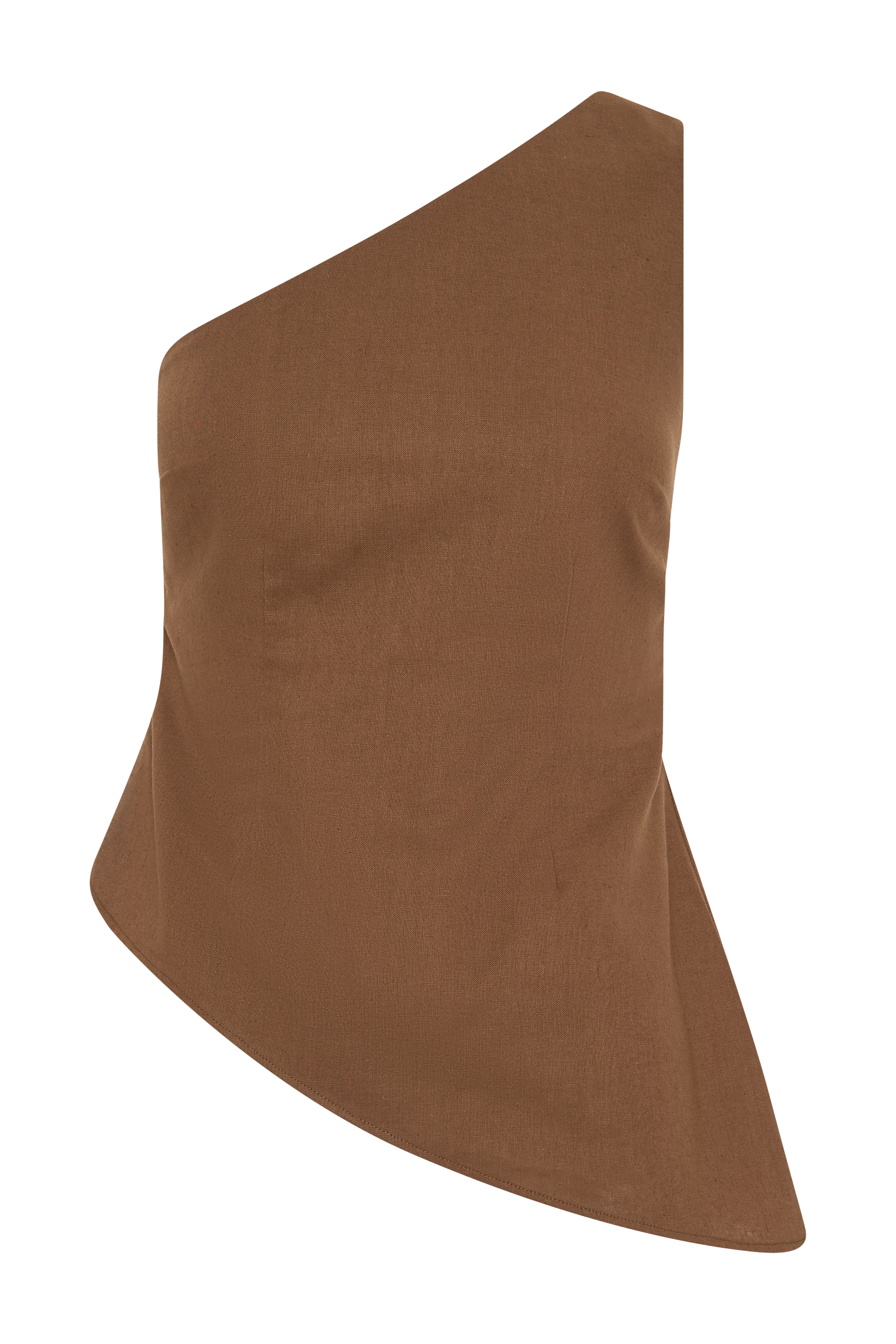 Dora Linen One Shoulder Top - Cacao Brown、mySite、solidvoid