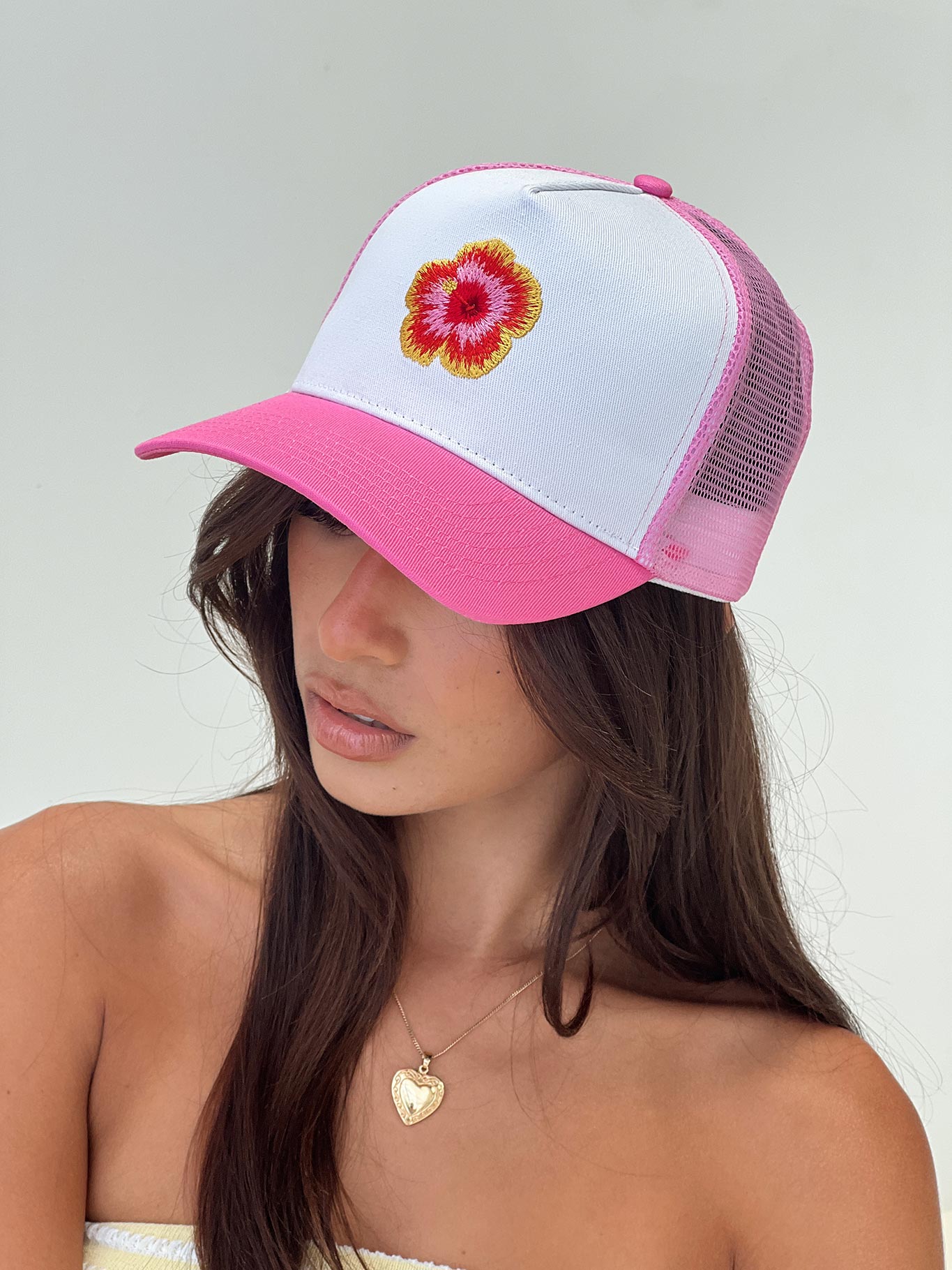 Tropics Trucker Hat Pink / White、mySite、solidvoid