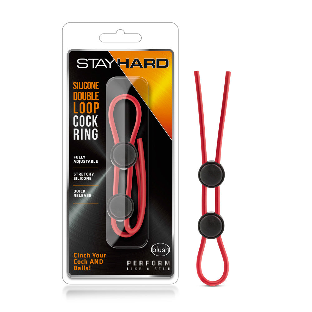 Stay Hard By Blush® | Red Silicone Double Loop Penis Ring、mySite、bottomscart
