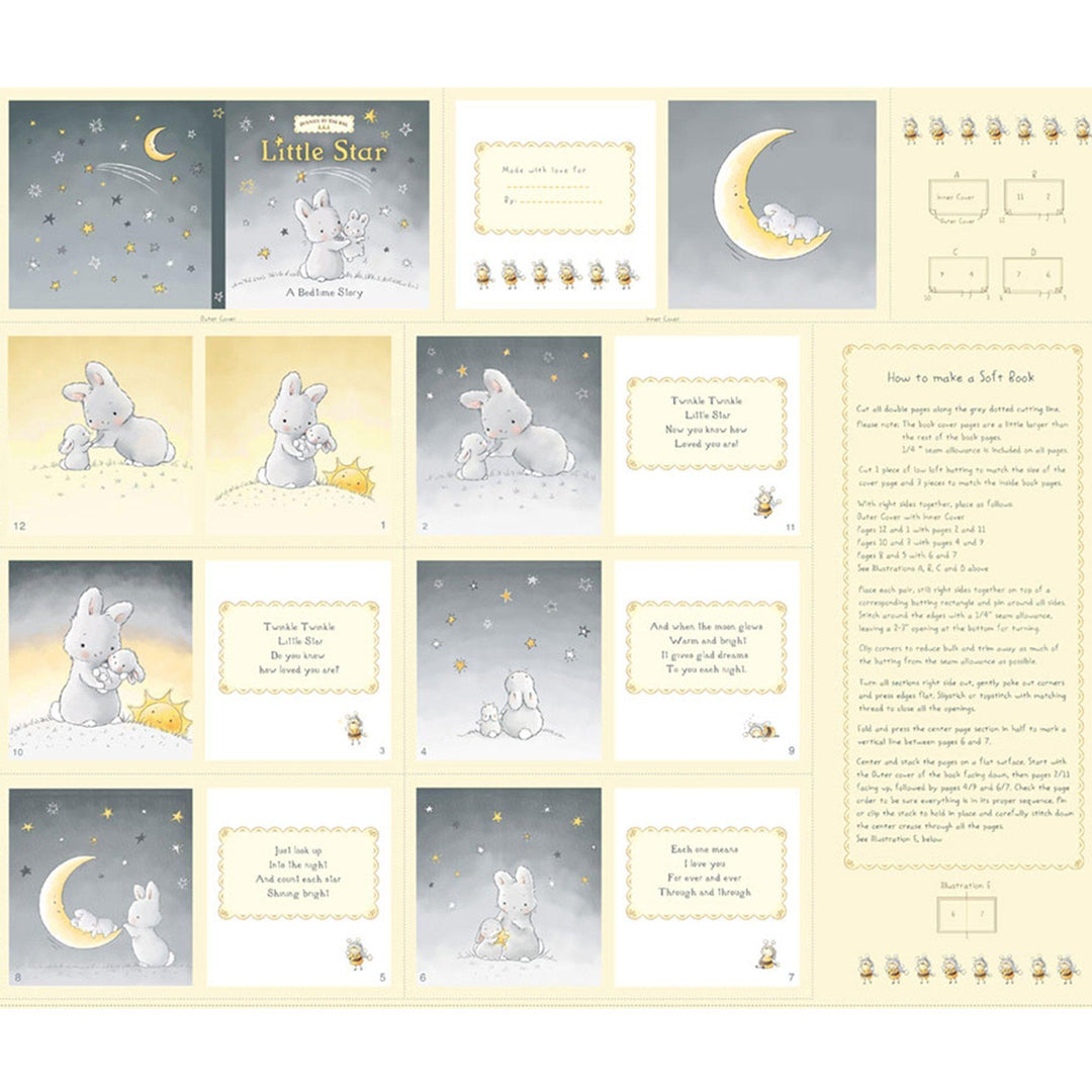 RETIRED - Fabric - Bloom and Little Star Collection - Little Star Soft Book Panel - One Panel、mySite、g9winljtr